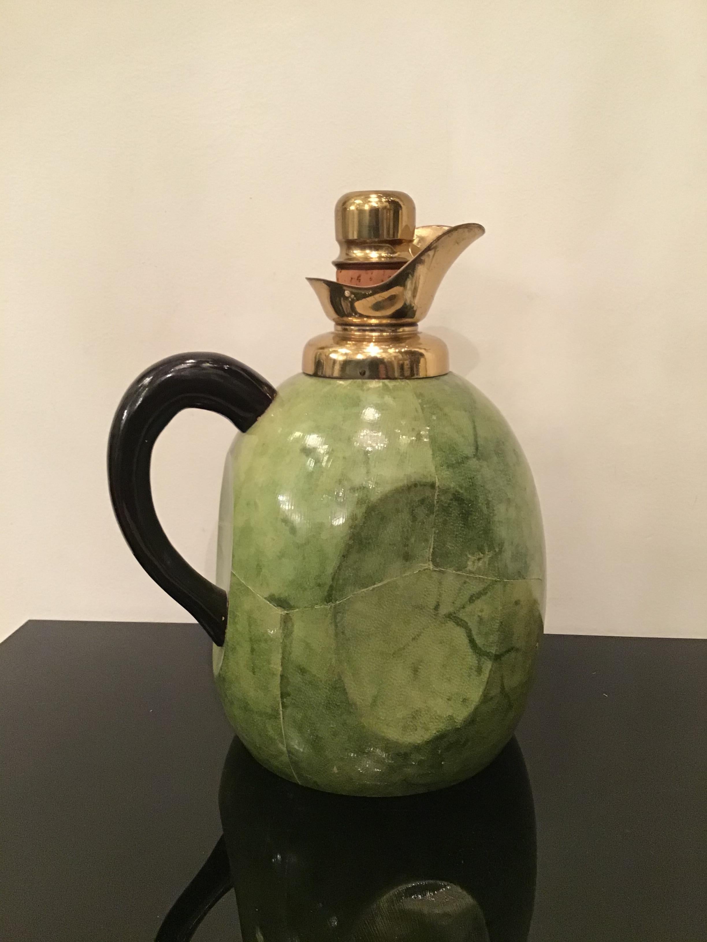 Aldo Tura Thermos  Caraffe Brass and Parchment 1950 Italy For Sale 7