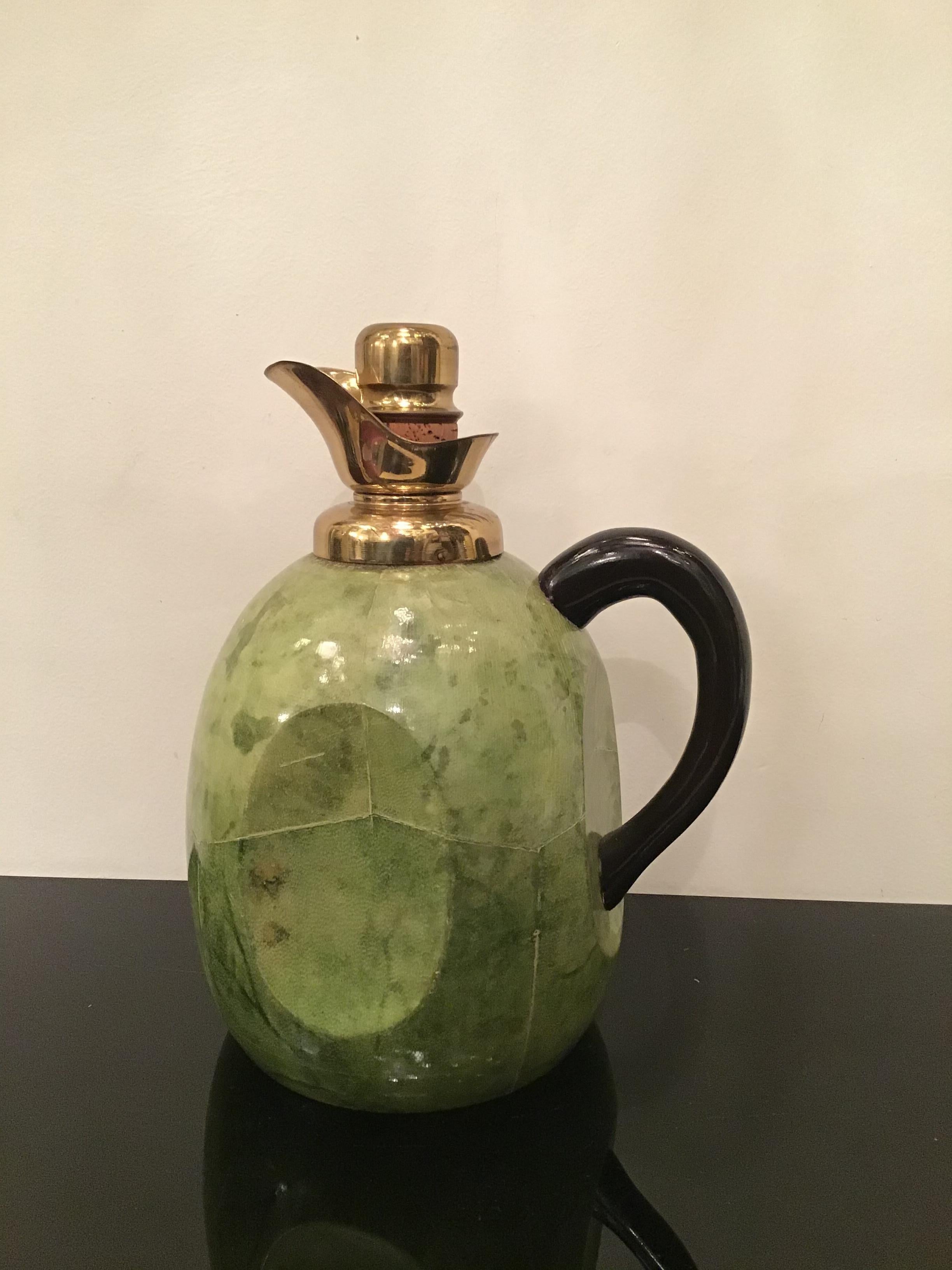 Aldo Tura Thermos  Caraffe Brass and Parchment 1950 Italy For Sale 9