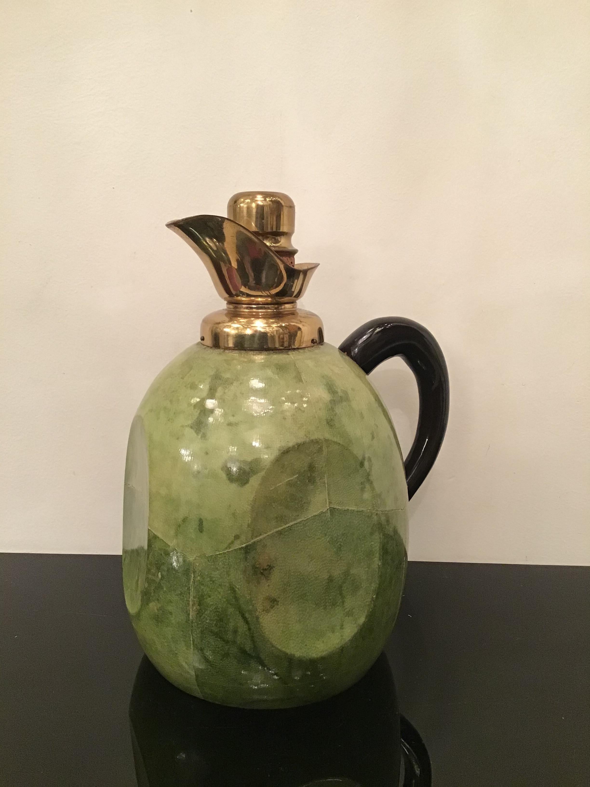 Aldo Tura Thermos  Caraffe Brass and Parchment 1950 Italy For Sale 10