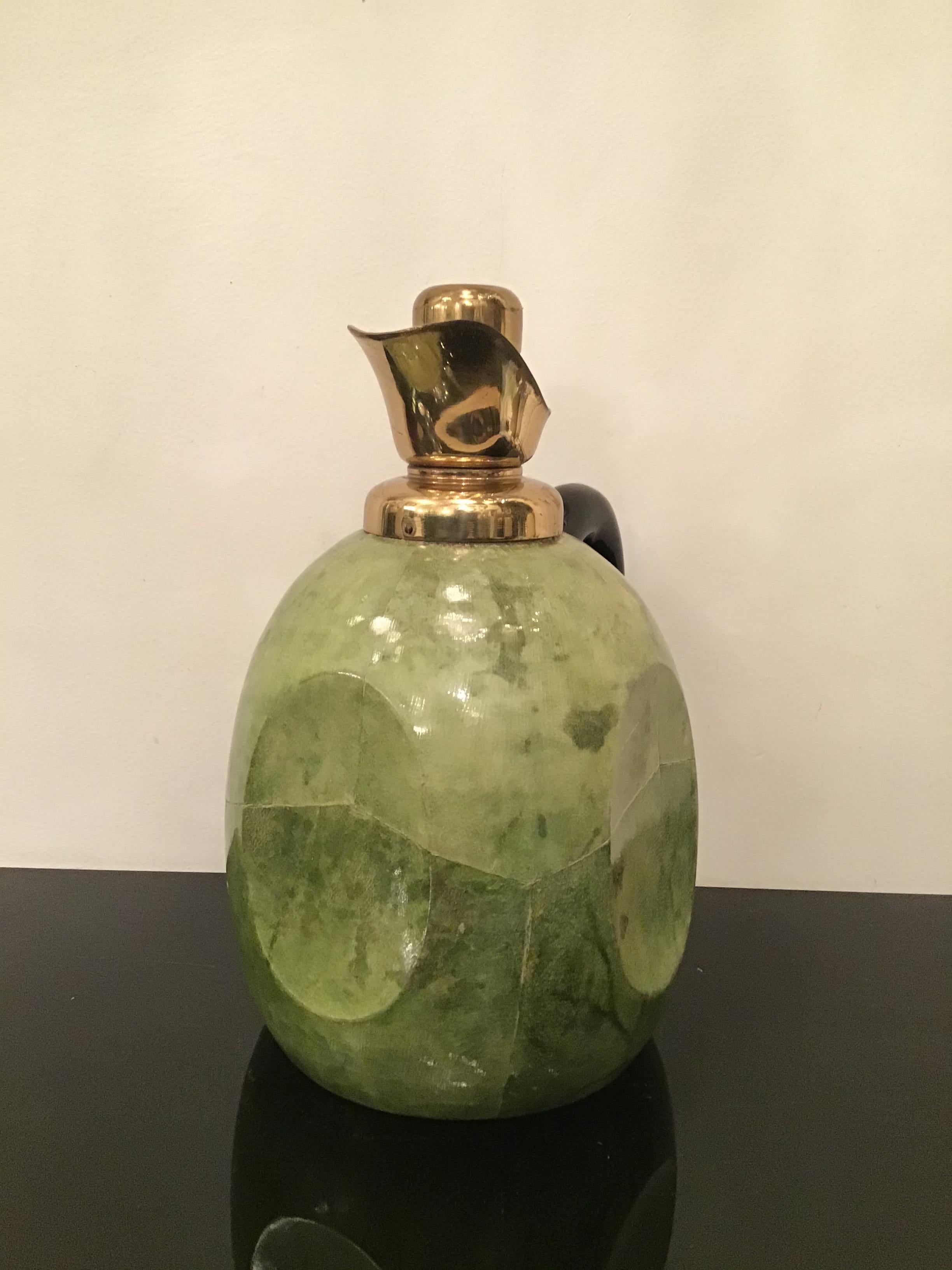 Aldo Tura Thermos  Caraffe Brass and Parchment 1950 Italy For Sale 3