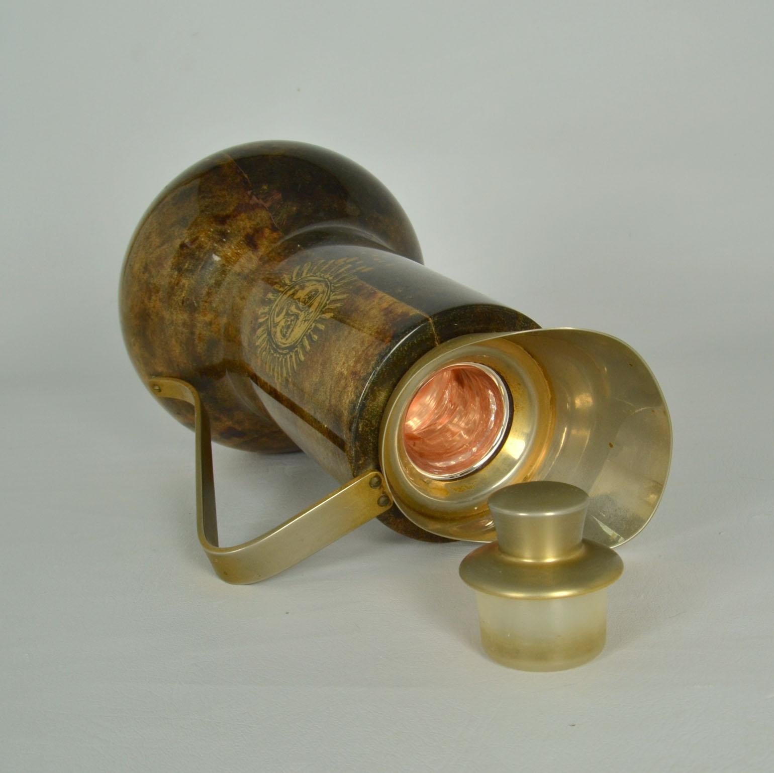 Aldo Tura Thermos Flask Parchment and Gilded Sun 3