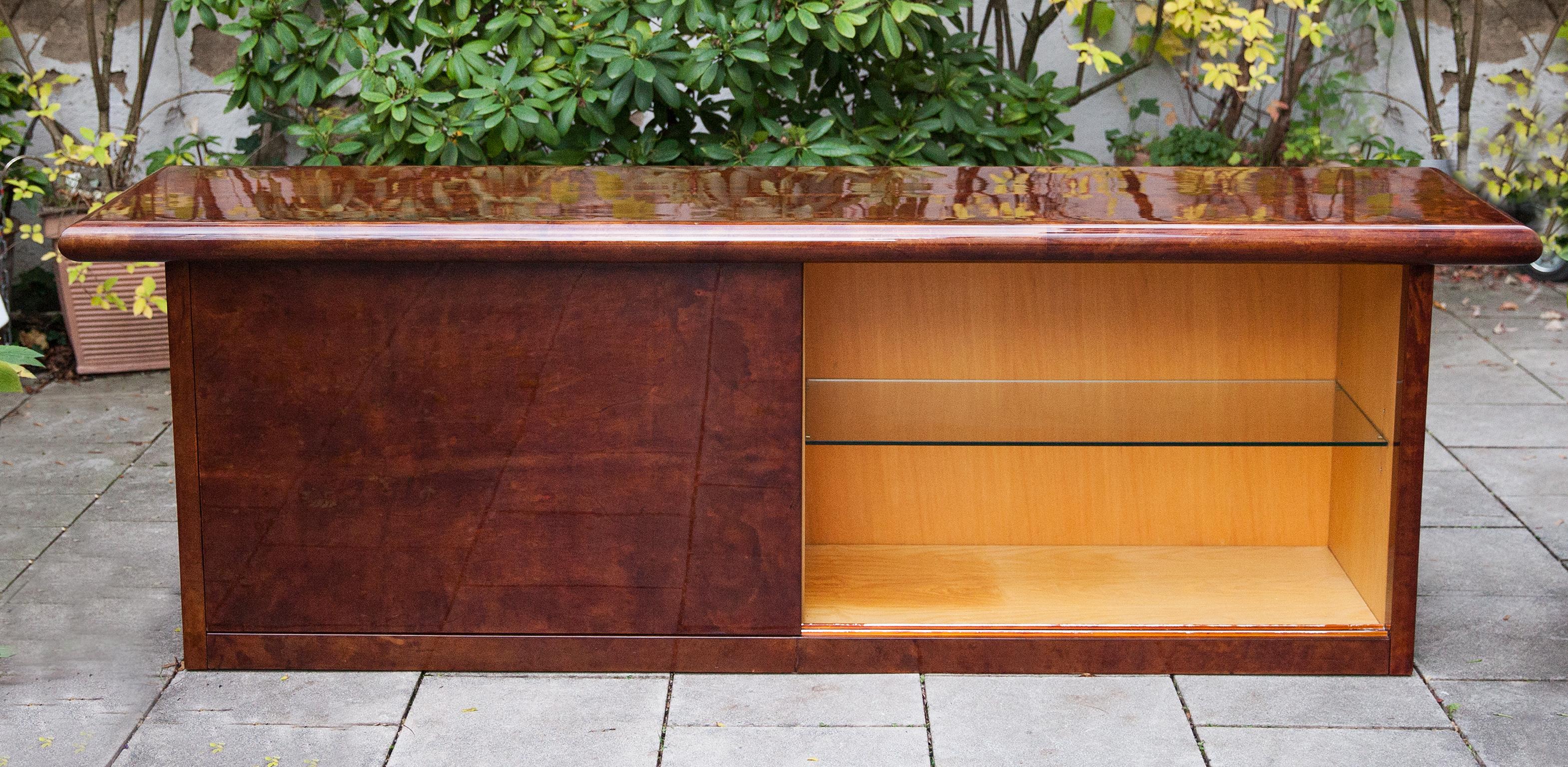 Aldo Tura Tobacco Goatskin Sideboard Two Doors, Italy, 1980 In Excellent Condition For Sale In Munich, DE