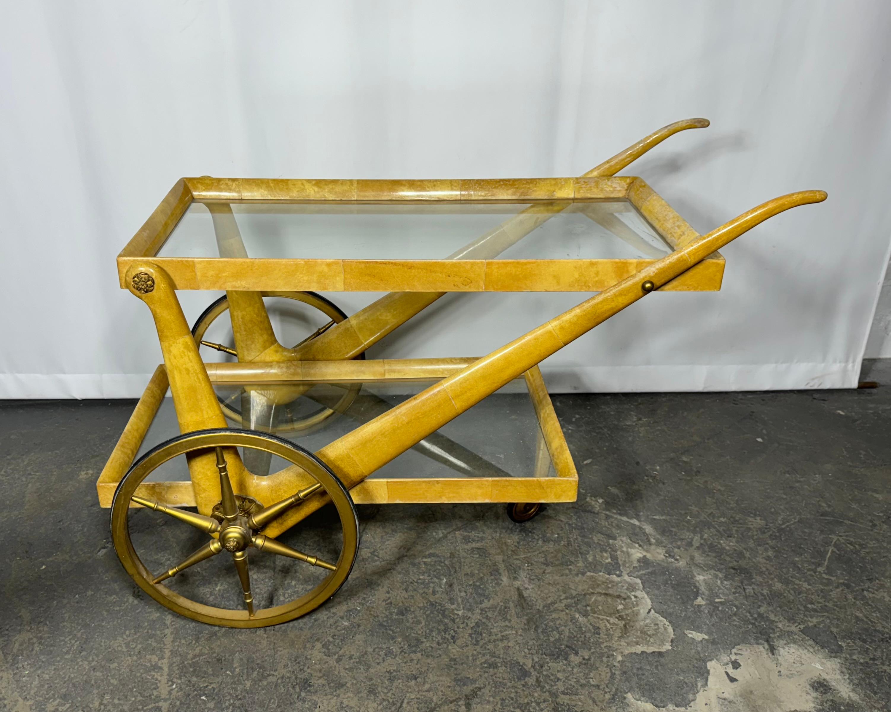 Aldo Tura Trolley en peau de chèvre circa 1950 en vente 3
