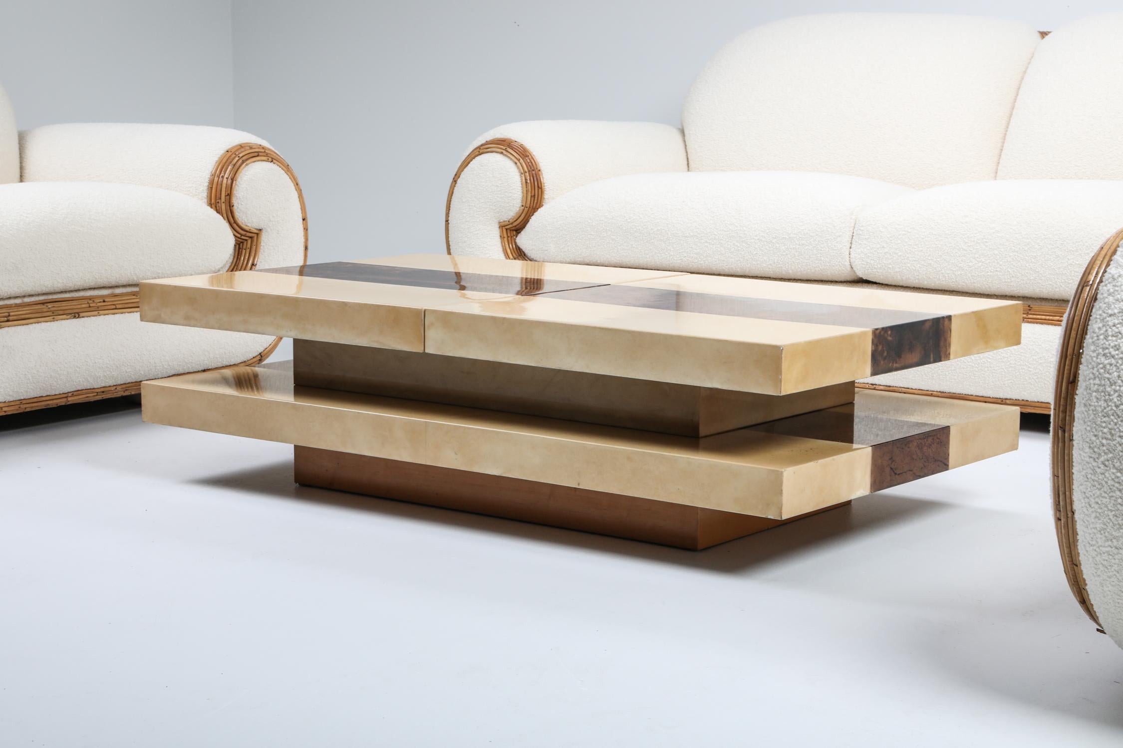 Aldo Tura Two-Tone and Two-Tier Sliding Coffee Table 4