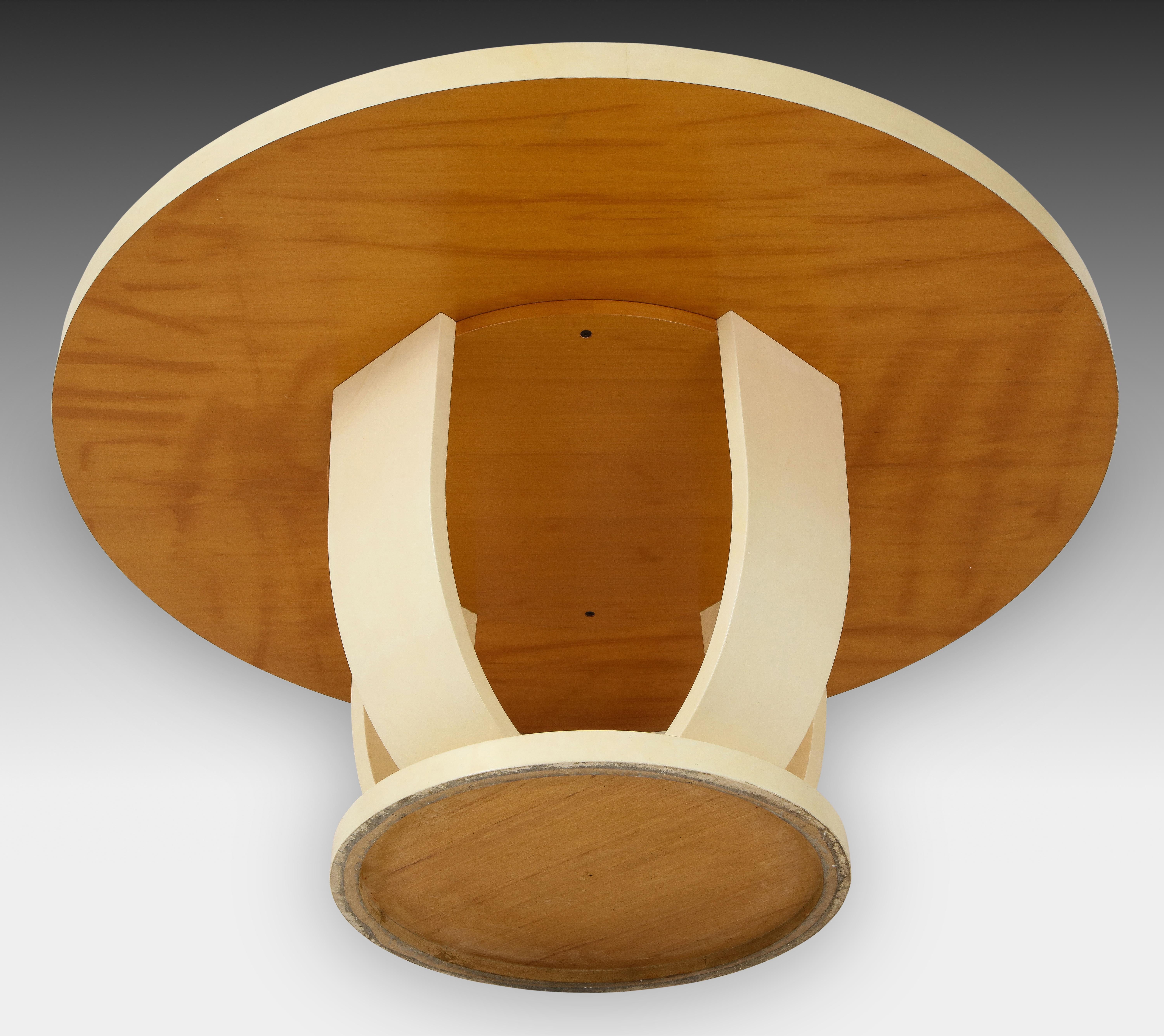Late 20th Century Aldo Tura Unique Ivory Lacquered Goatskin Center or Dining Table, Italy, 1970s