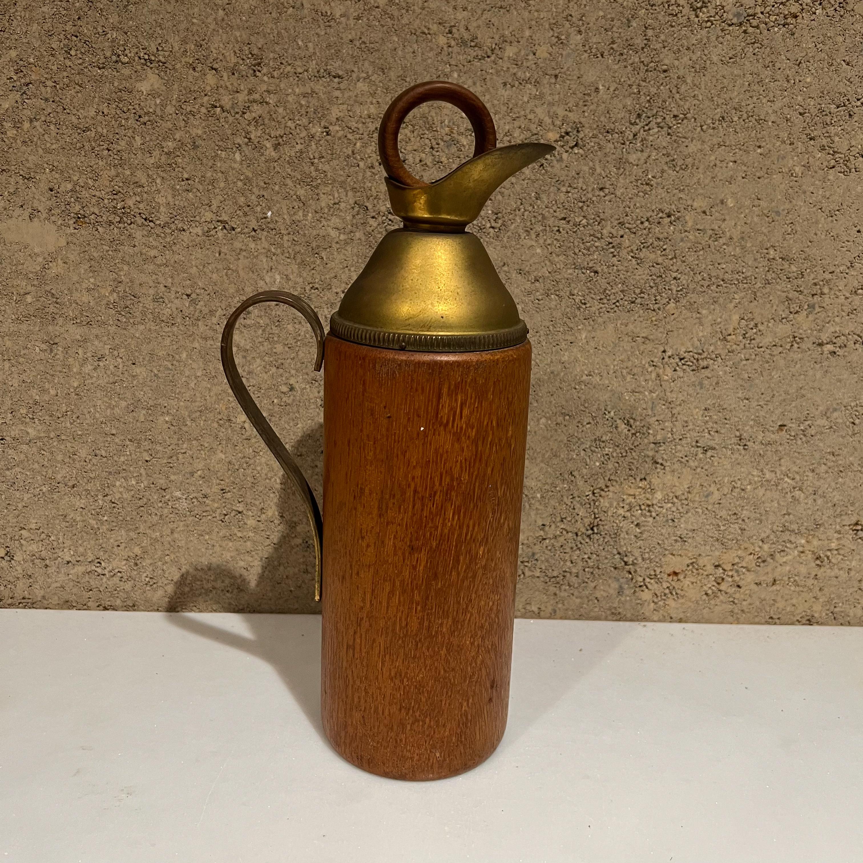 Aldo Tura Sculptural Carafe in Teakwood and Brass Italy, 1950s 4