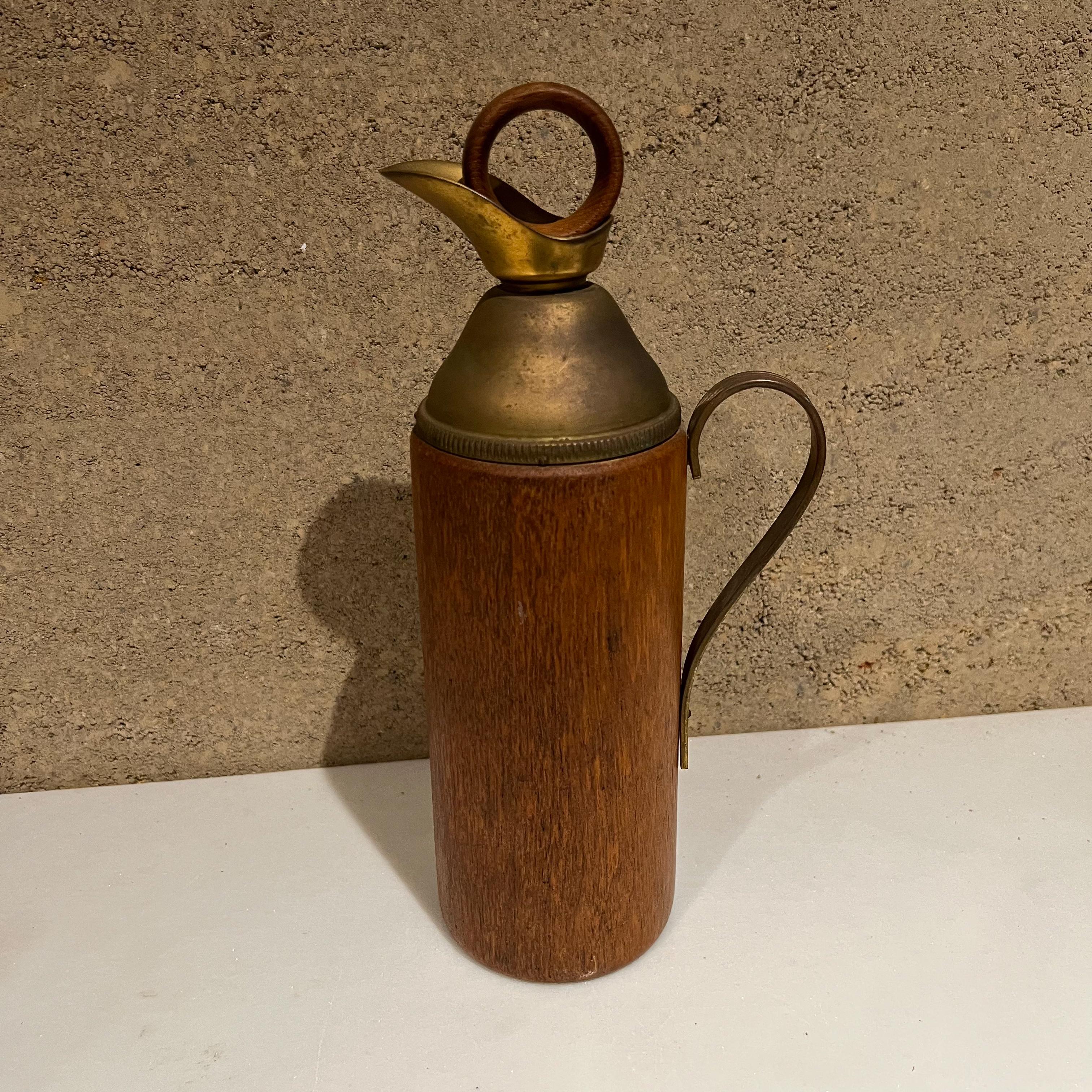 Aldo Tura Sculptural Carafe in Teakwood and Brass Italy, 1950s 6