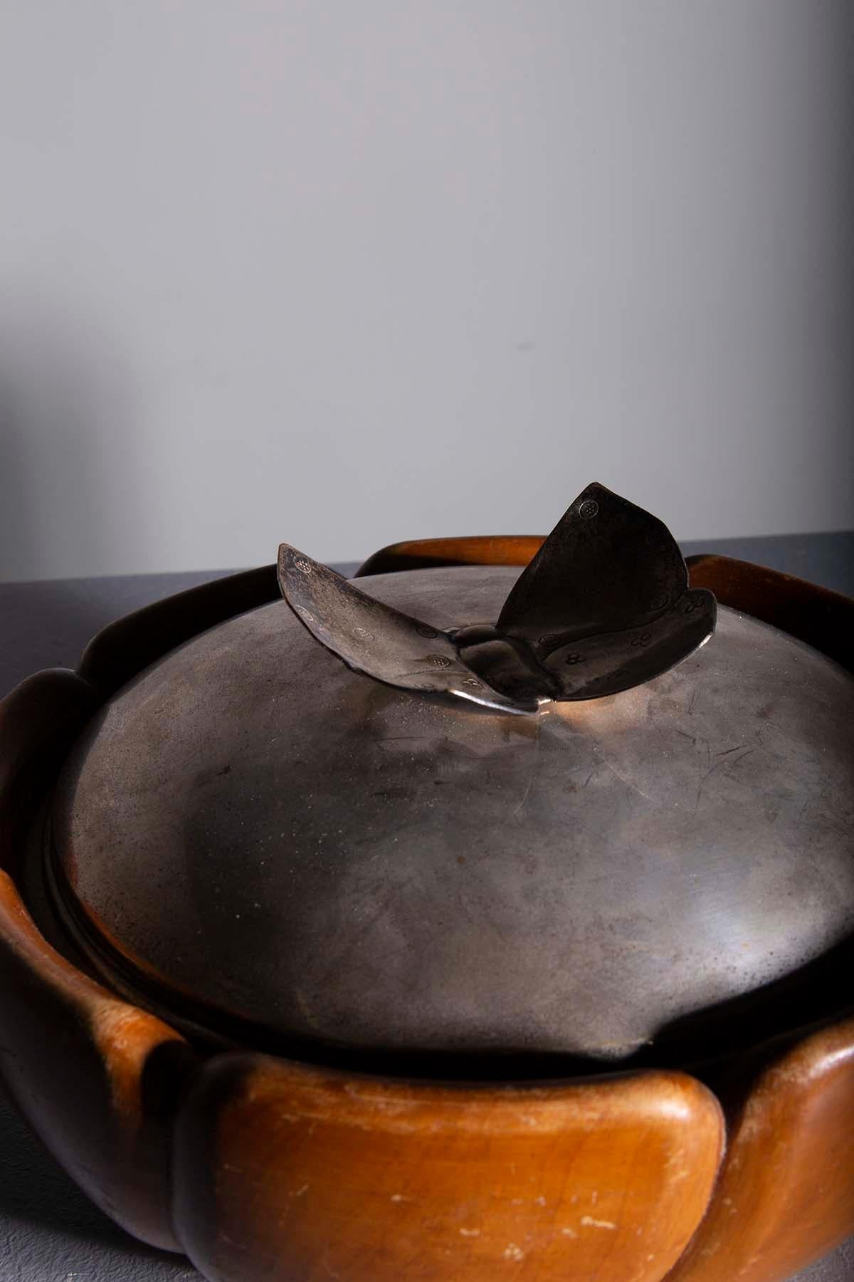 Italian Aldo Tura Wooden Bowl: Vintage Elegance For Sale
