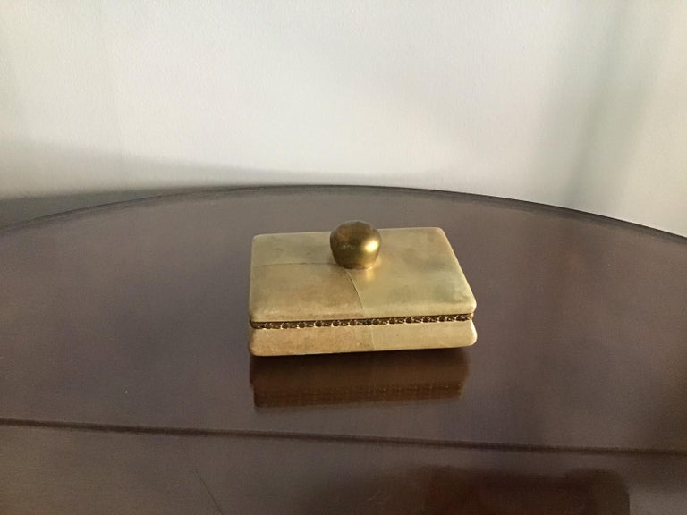 Aldo Tura wooden jewelry box with parchment and golden knob, 1950, Italy.