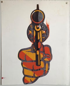 Pintura de arte urbano en técnica mixta «Bang», estilo graffiti, de un artista latino de California