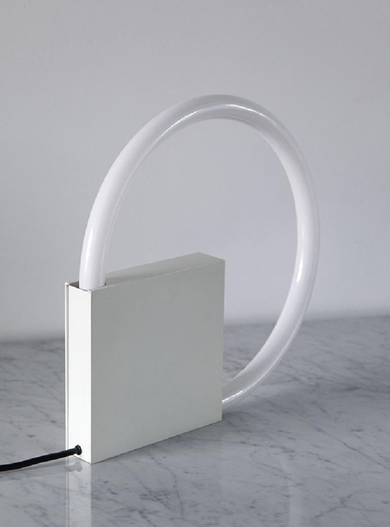 Modern Aldo Van Den Nieuwelaar Circle table lamp 1968 with Steel Case For Sale