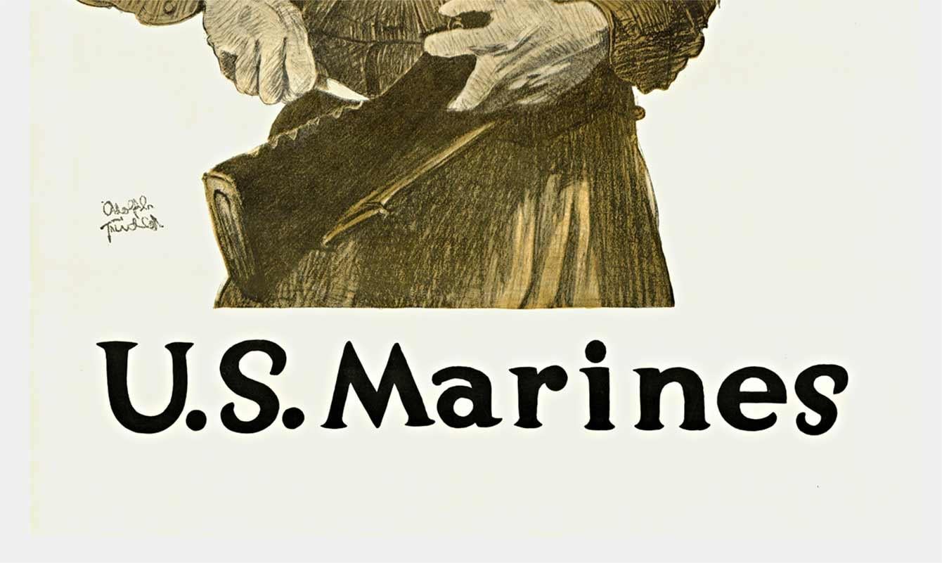 Cartel original de la 1ª Guerra Mundial de los Marines de EE.UU., Another Notch Chateau Thierry vintage - Print realista estadounidense de Aldolf Triedler
