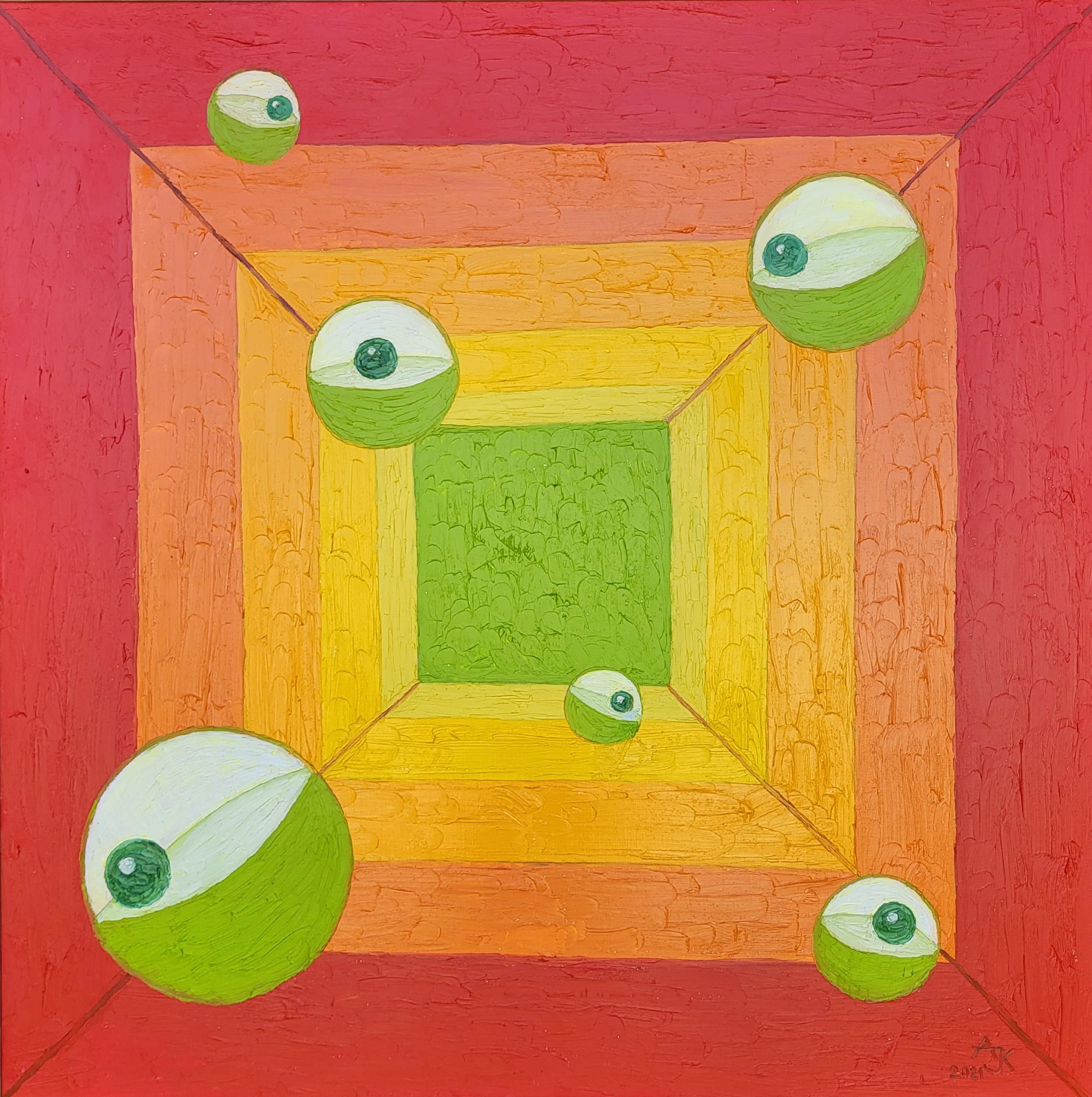 Aldona Jablonska Klimczak Abstract Painting - A Game of green
