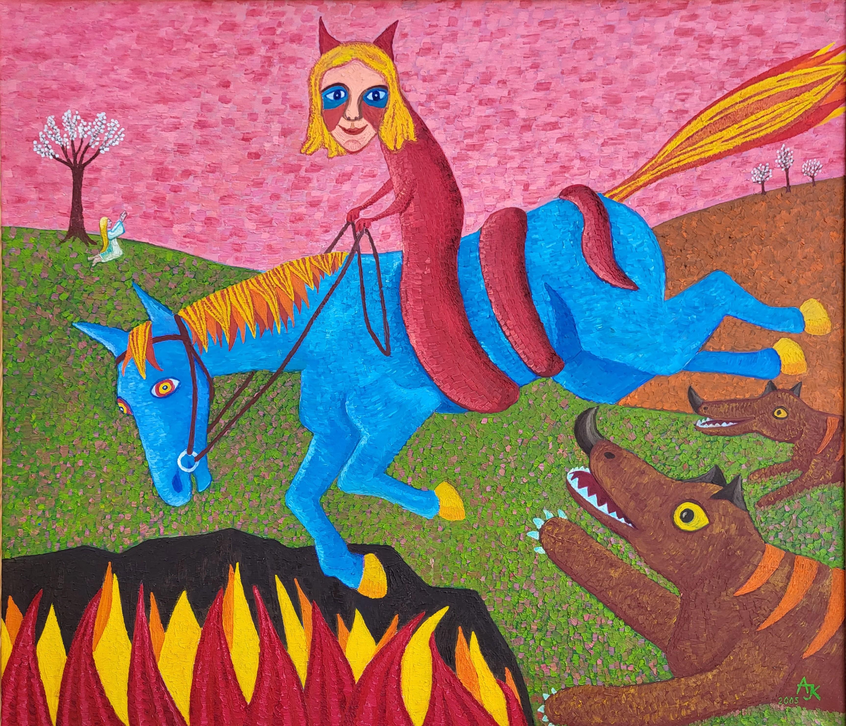 Aldona Jablonska Klimczak Abstract Painting - Prayer for a possessed horse