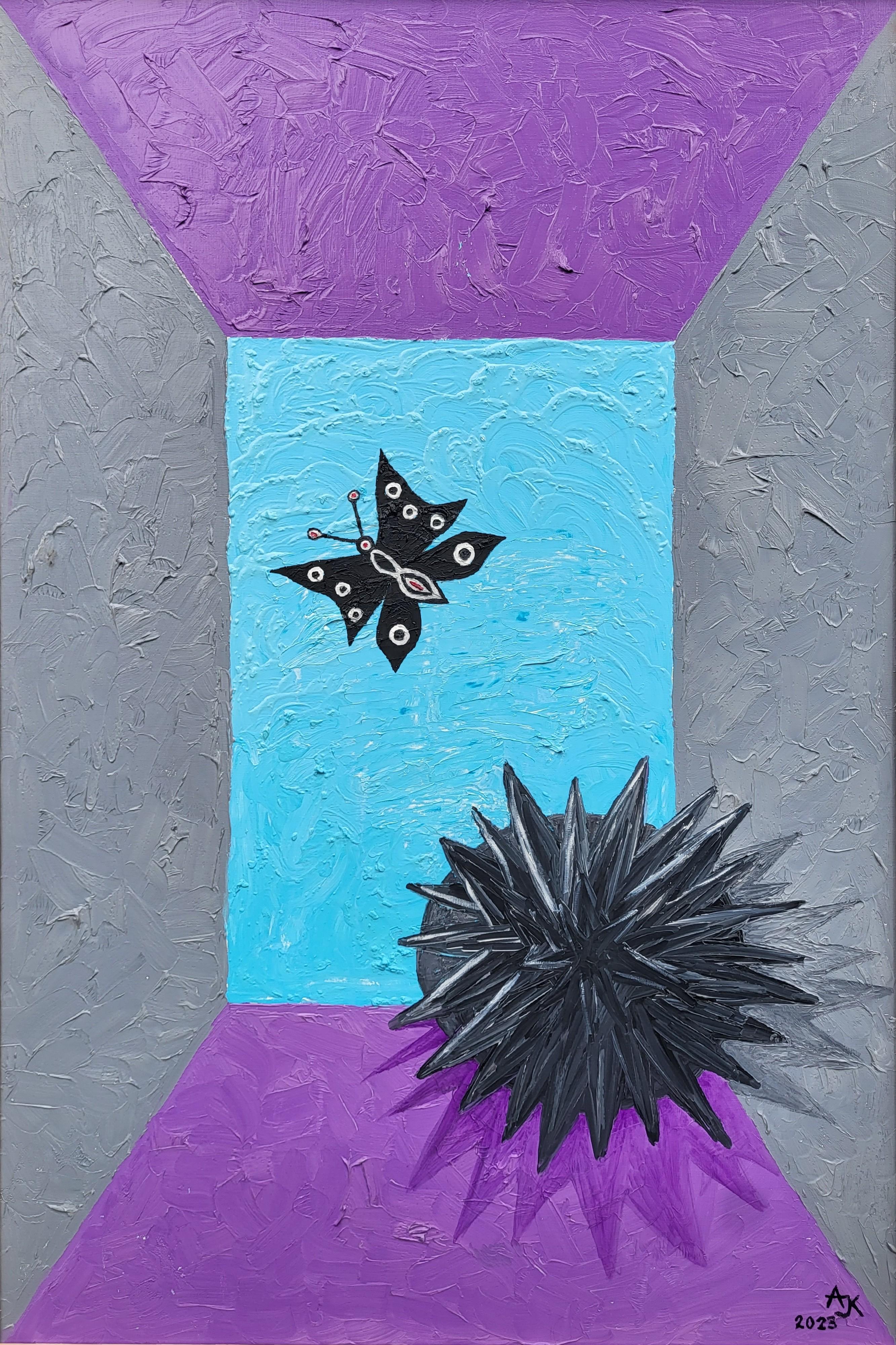 Aldona Jablonska Klimczak Abstract Painting - The Black Butterfly
