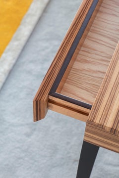 Desk With Drawers In Zebrano And Metal Legs, Contemporary Design