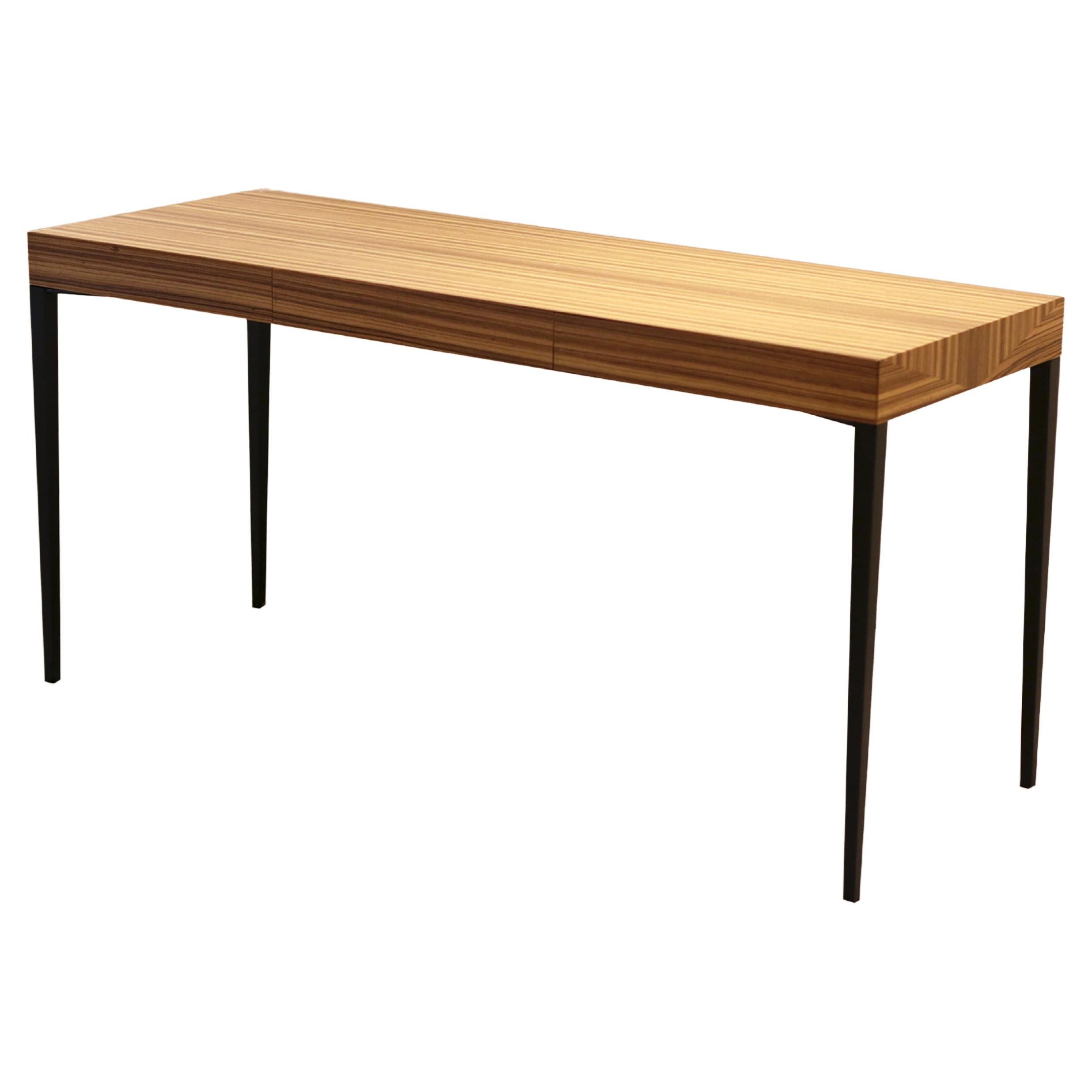 Desk With Drawers In Zebrano And Metal Legs, Contemporary Design For Sale