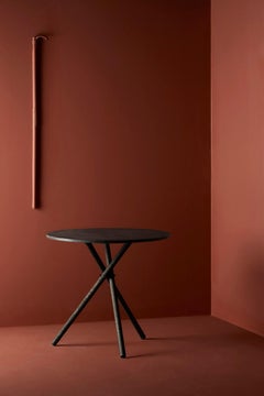 Aldric Dark Concrete Top and Dark Oak Legs Café Table by Eberhart Furniture