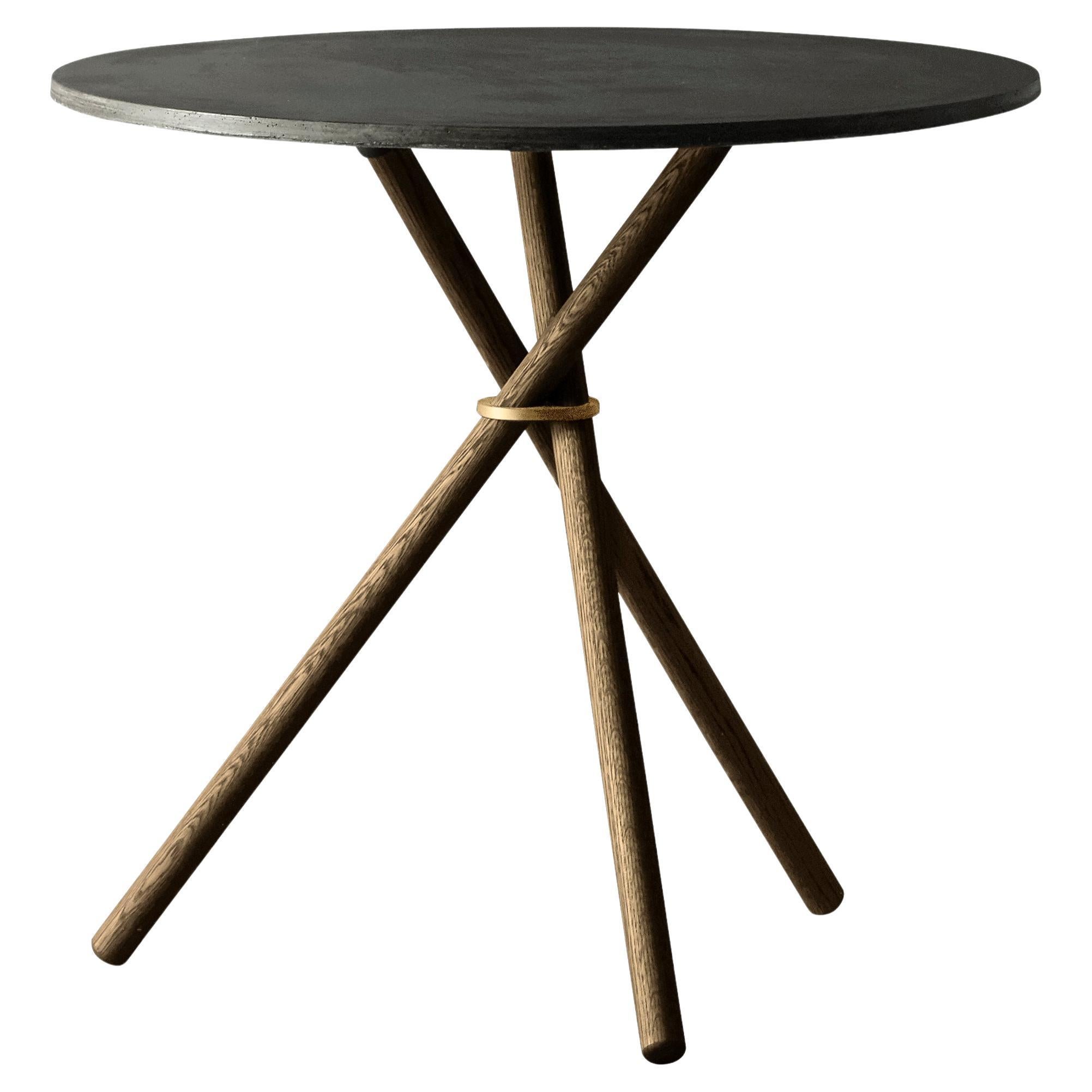 Aldric Dark Concrete Top and Dark Oak Legs Café Table by Eberhart Furniture