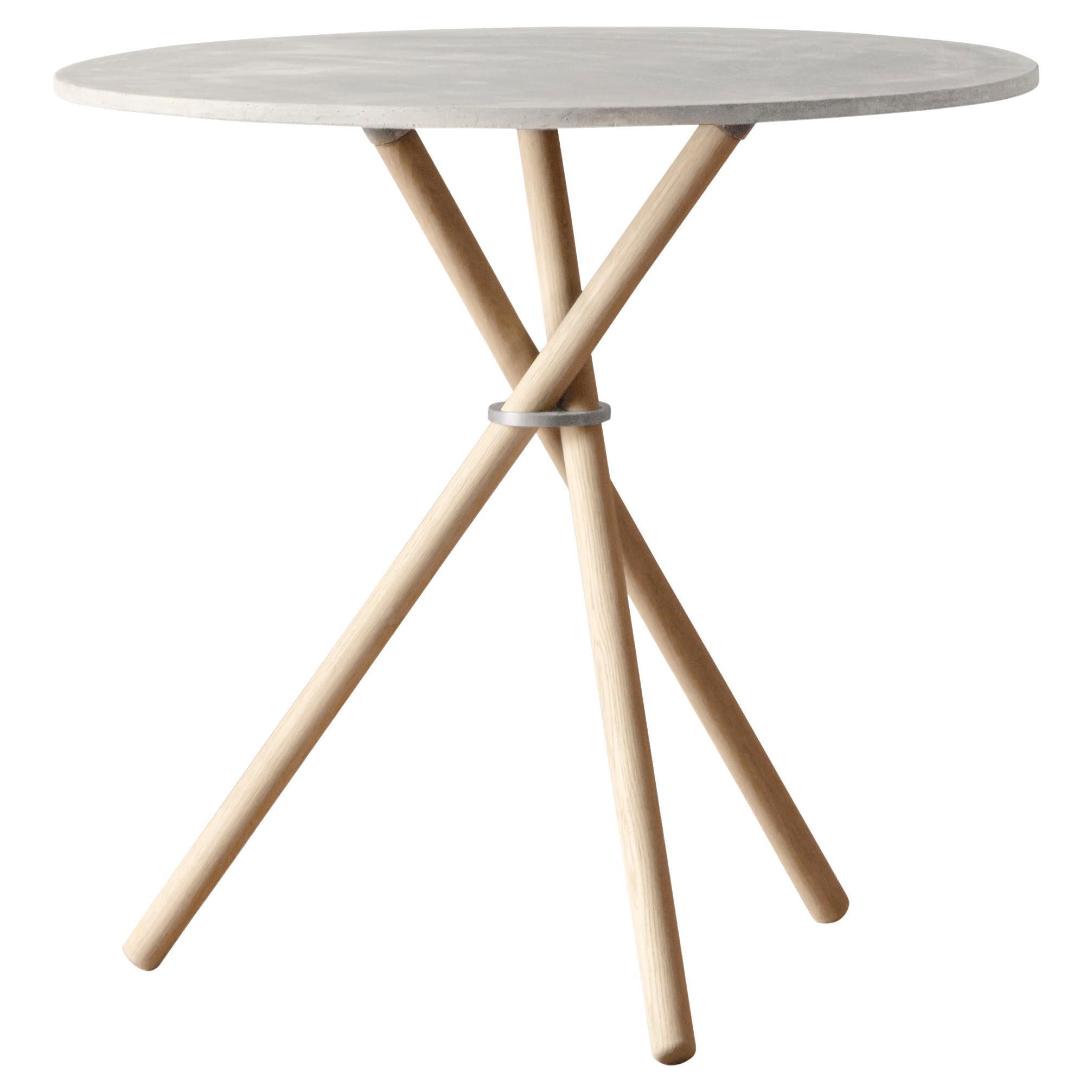 Aldric Light Concrete Top and Light Oak Legs Café Table by Eberhart Furniture