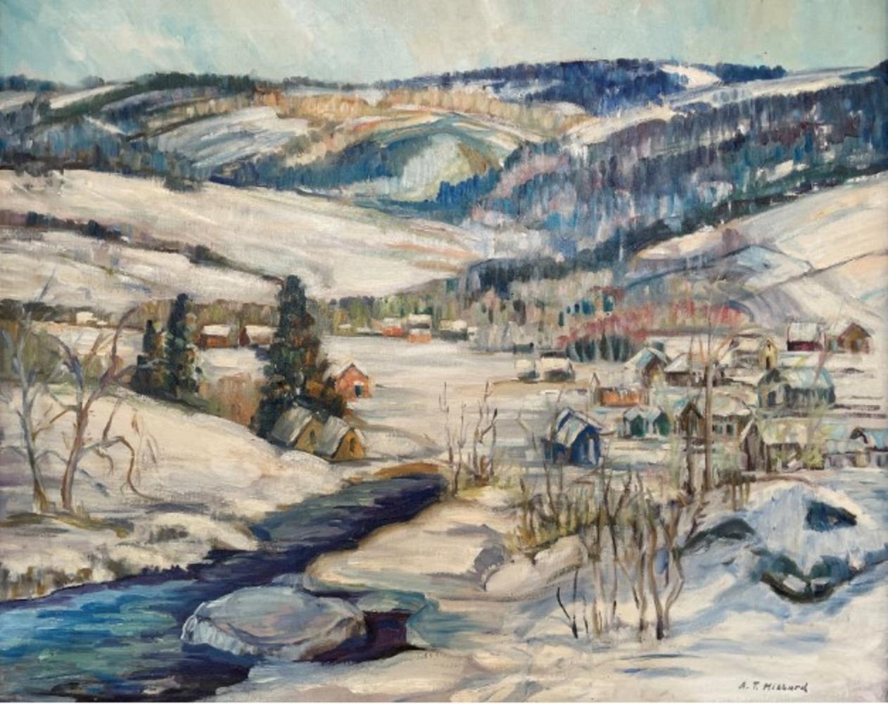 Aldro Hibbard Figurative Painting - "Winter in the Valley" Aldro T. Hibbard,  Winter Countryside, Impressionism