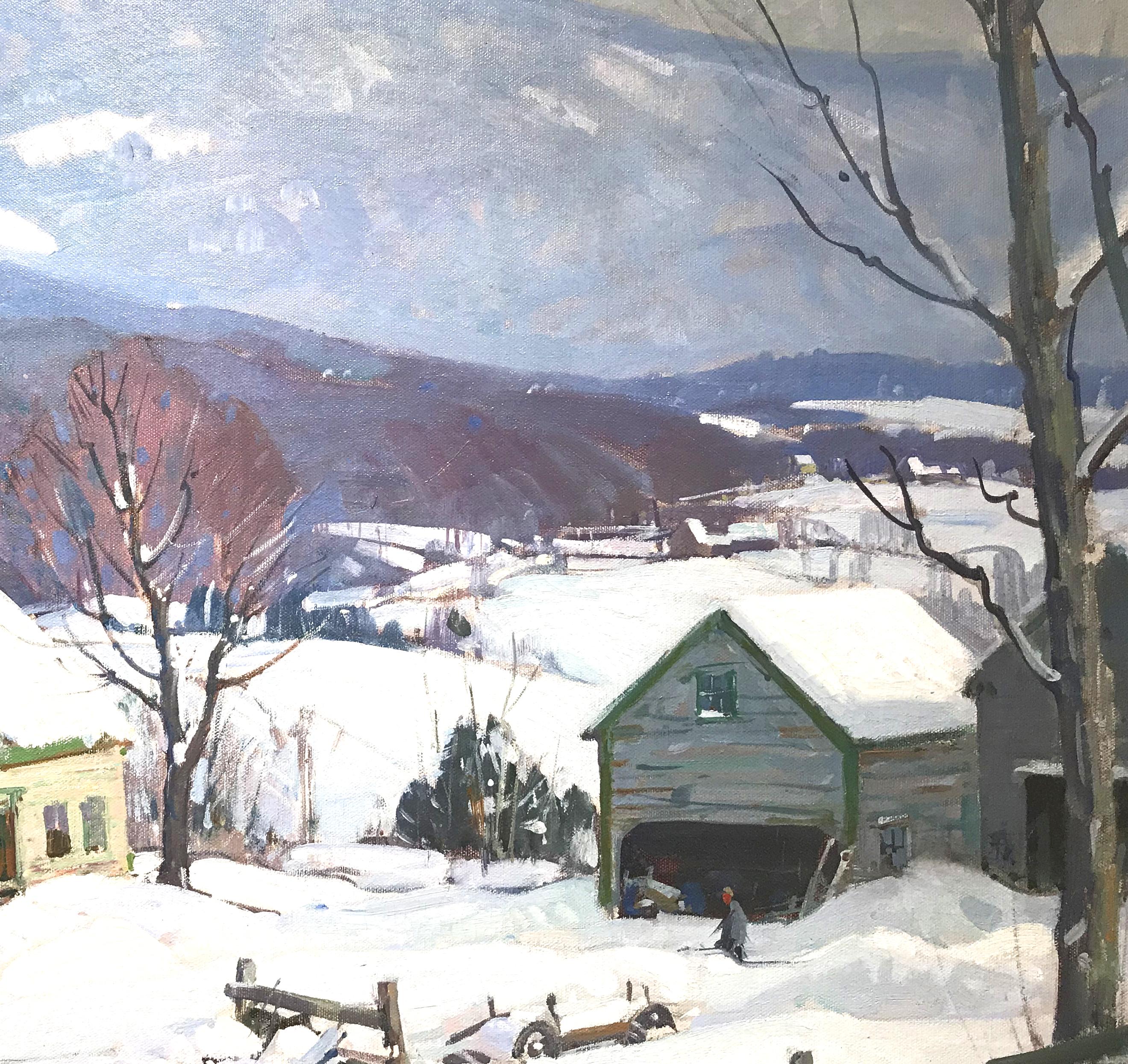 Après une neige d'hiver - Gris Landscape Painting par Aldro Thompson Hibbard