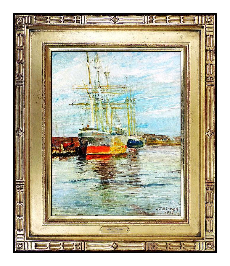 Aldro Thompson Hibbard Landscape Painting - Aldro A.T. HIBBARD Original Painting Oil on Board Authentic Signed Harbor Art