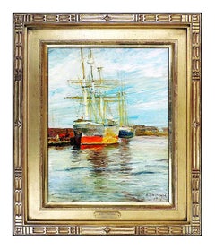 Aldro A.T. HIBBARD Original Painting Oil on Board Authentic Signed Harbor Art