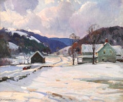 Vintage Rockport Artist Winter Landscape Painting Sunlight Glow Vermont