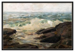 A.T. Hibbard Original Oil Painting On Canvas Board Signed Seascape New England