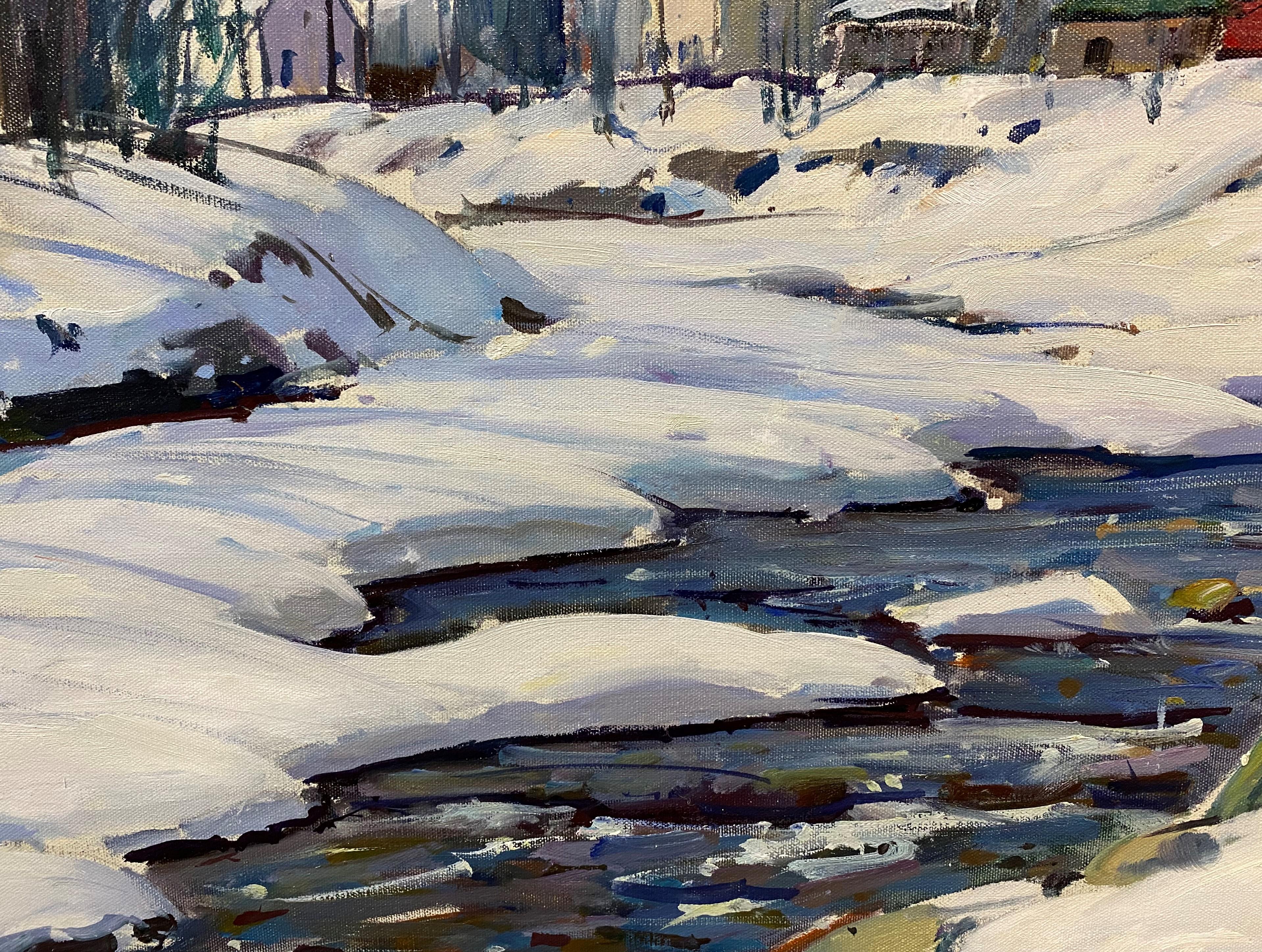 Kahles Mountain Brook (Braun), Landscape Painting, von Aldro Thompson Hibbard