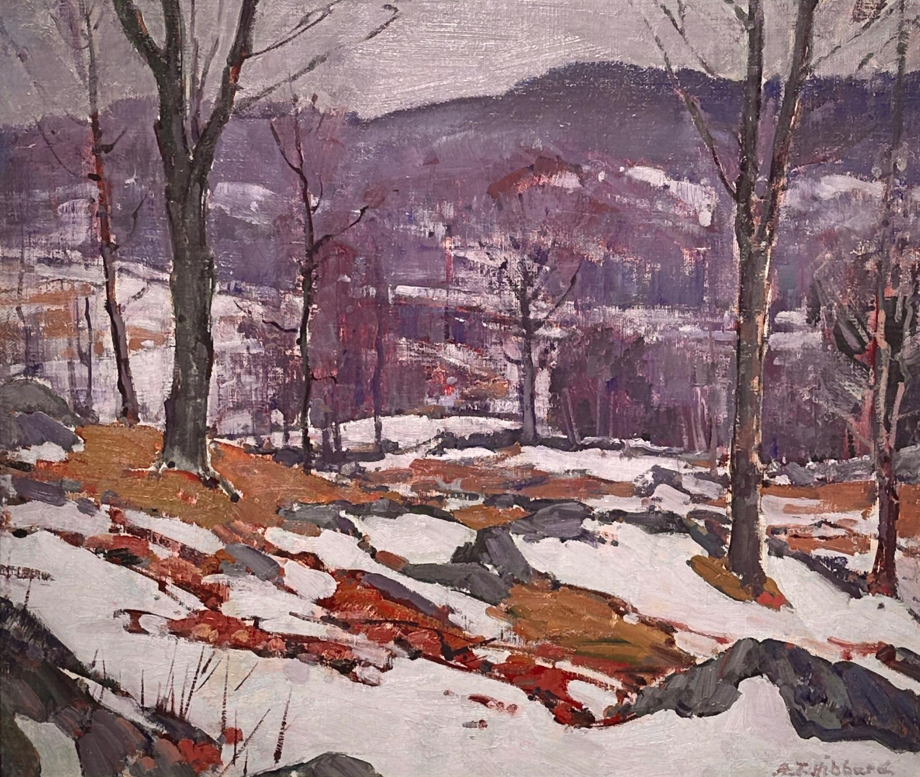 Landscape Painting Aldro Thompson Hibbard - Aldro T. Hibbard, "March Mood", peinture de paysage d'hiver du Vermont