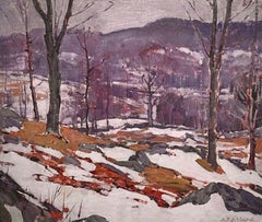 "March Mood", A.T. Hibbard Landscape, Winter Scene, Snow Scene, Forest Interior