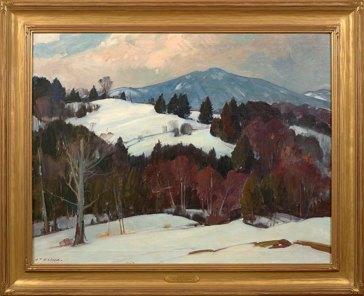Scène d'hiver en Nouvelle-Angleterre - Painting de Aldro Thompson Hibbard