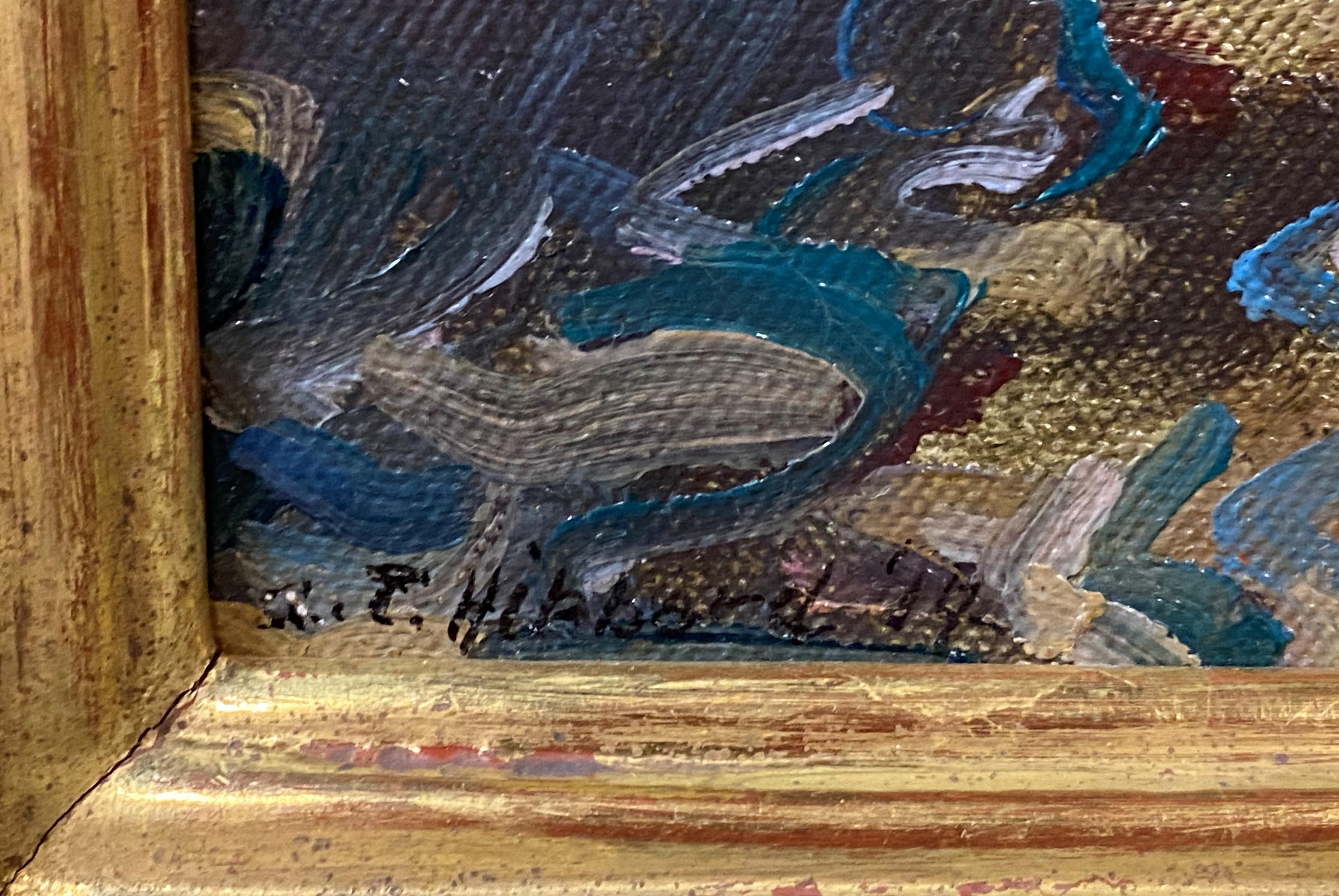 Ein schönes impressionistisches Gemälde eines venezianischen Kanals des amerikanischen Künstlers Aldro Thompson Hibbard (1886-1972). Hibbard wurde in Falmouth, MA, geboren und war später einer der Gründer der Rockport Art Colony. Er lebte am Cape