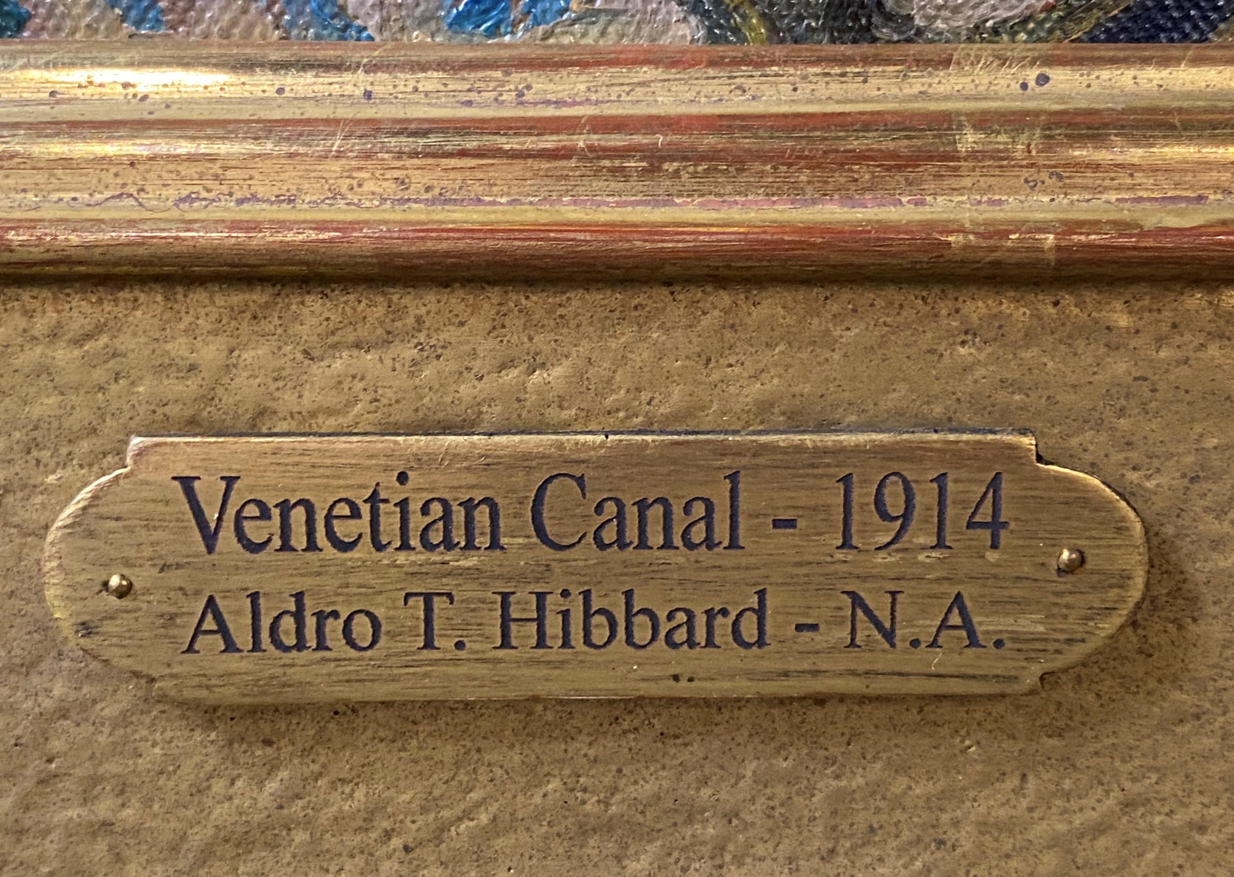 Venetian Canal - American Impressionist Painting by Aldro Thompson Hibbard