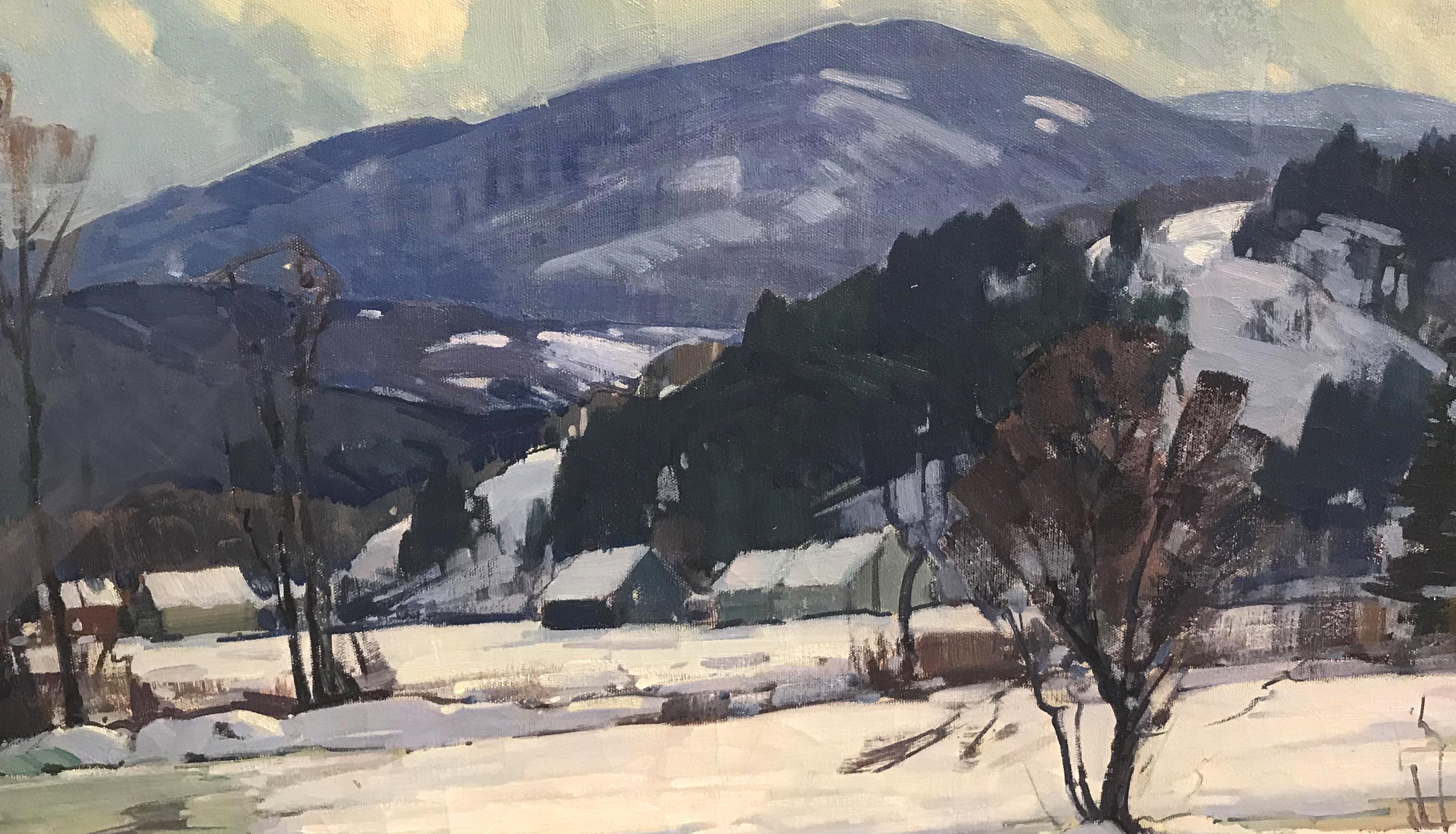Hiver dans le Vermont - Impressionnisme américain Painting par Aldro Thompson Hibbard