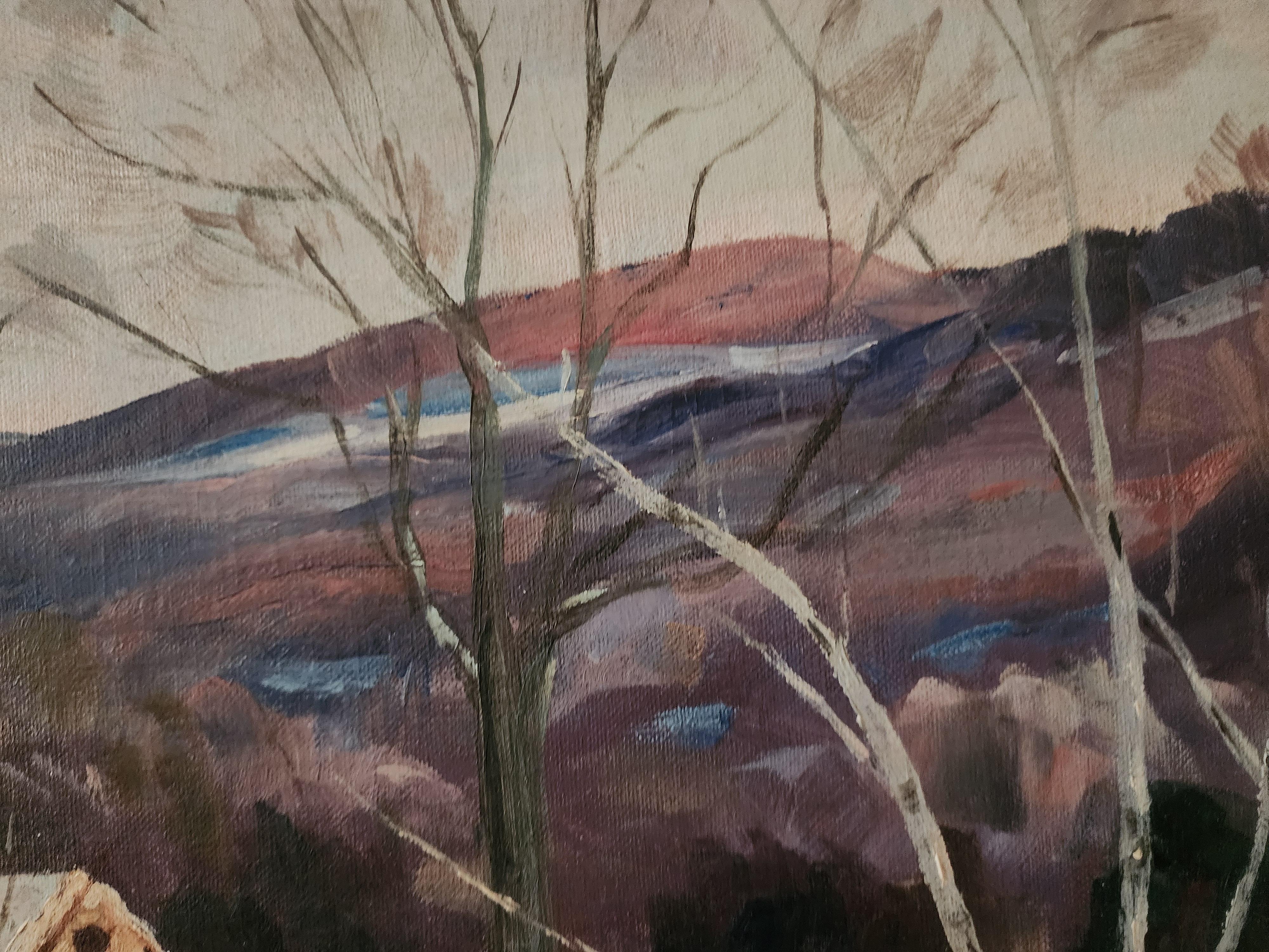Paisaje de invierno - Landscape Painting Gris de Aldro Thompson Hibbard
