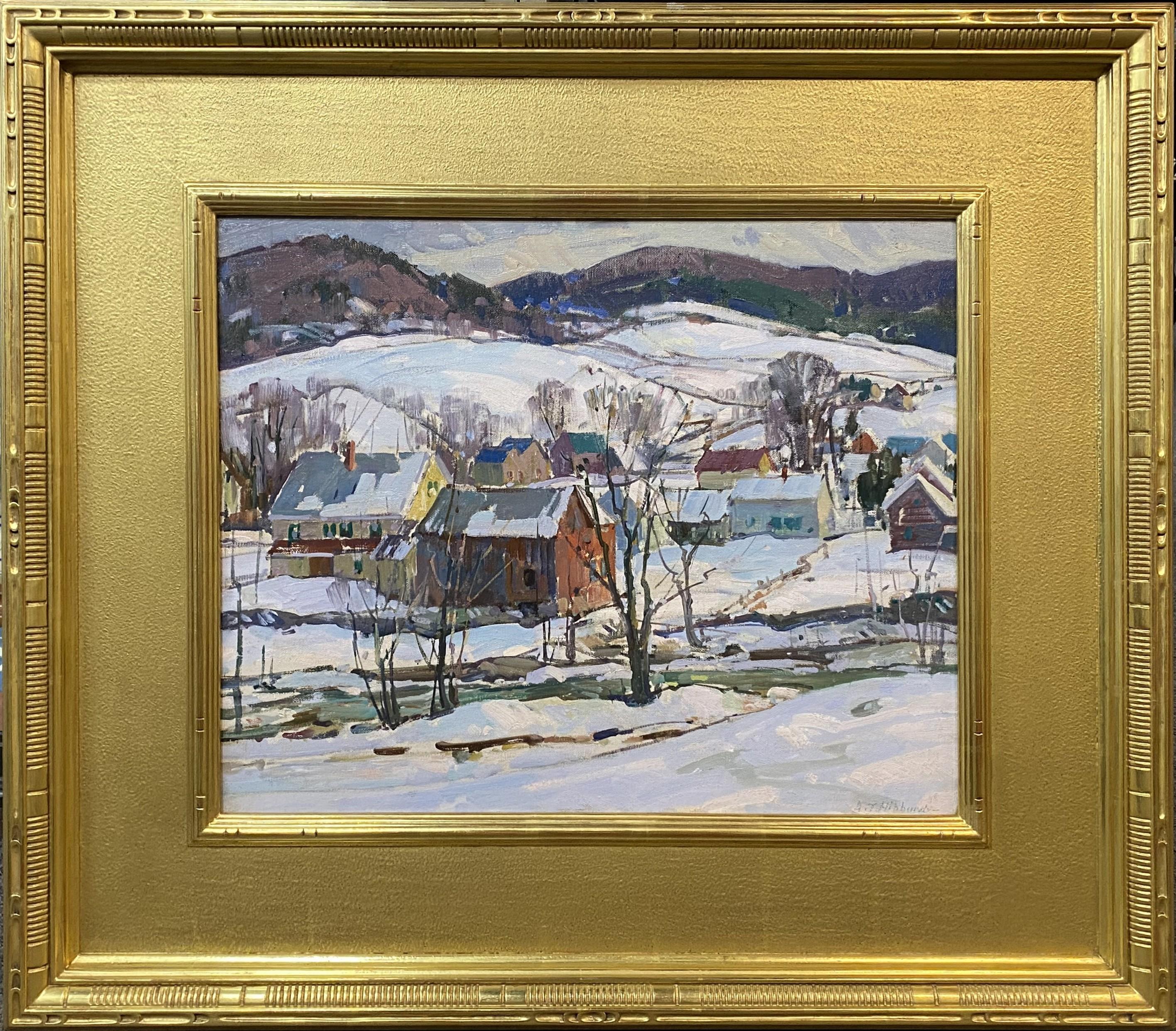 Paisaje invernal con casas, Jamaica, VT