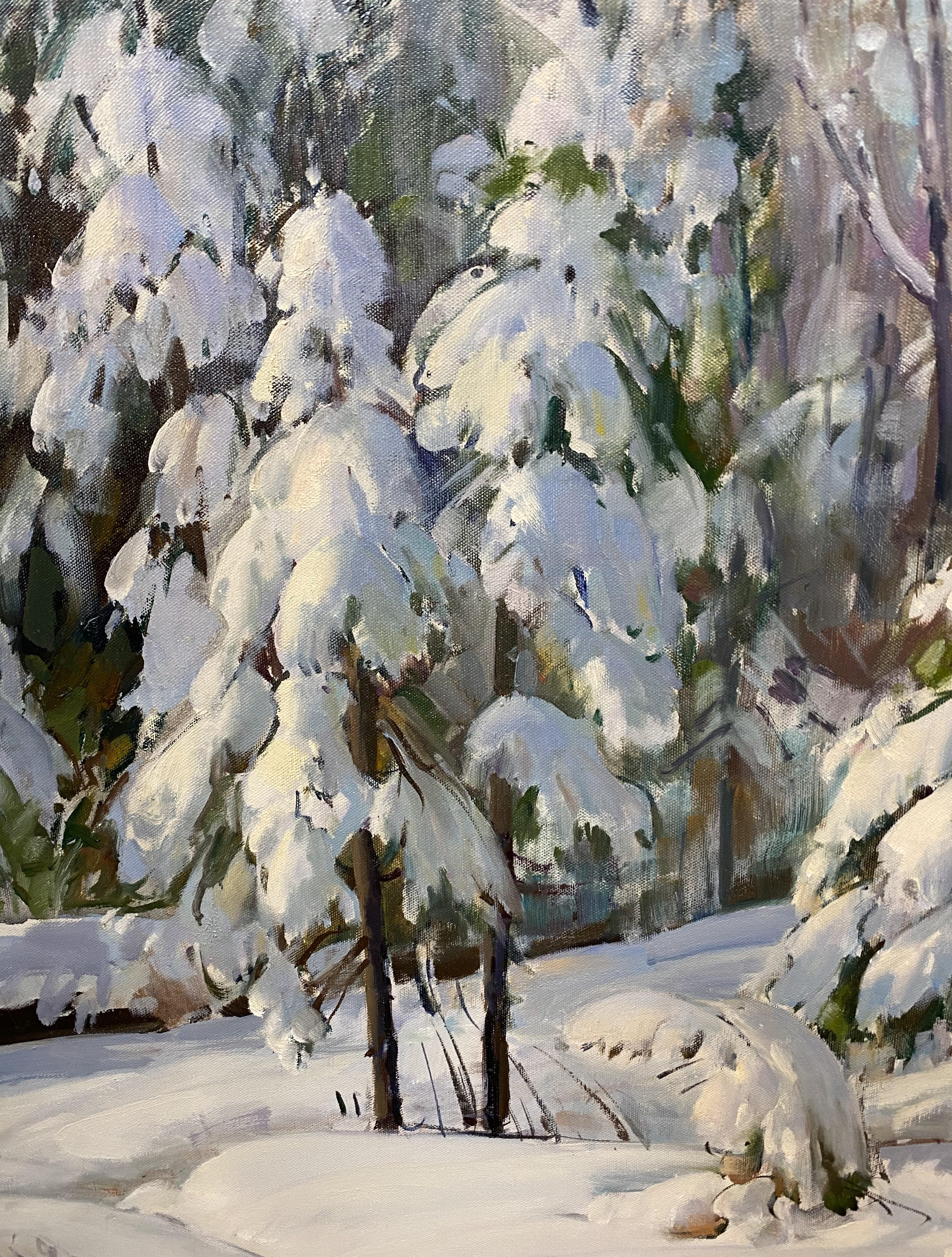 Soledad Invernal / País de las Maravillas Invernal - Painting impresionista estadounidense de Aldro Thompson Hibbard