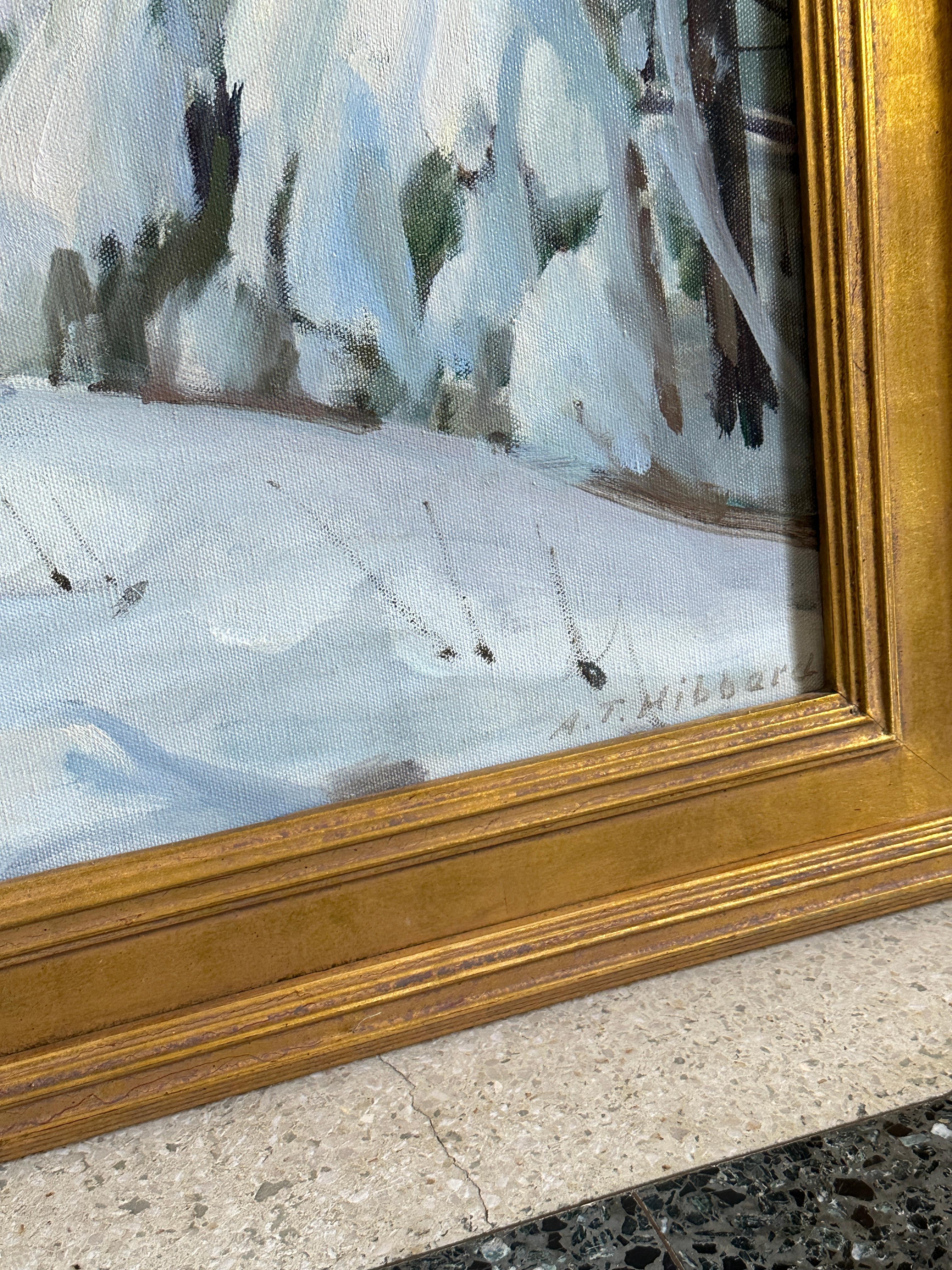 Aldro T. Hibbard (Amerikaner, 1886-1972)
A. Winter Wonderland
Signiert unten rechts
26 x 36 Zoll
32 x 42 Zoll mit Rahmen

Der in Falmouth, Massachusetts, geborene Aldro Hibbard war ein impressionistischer Landschaftsmaler, der sich intensiv mit