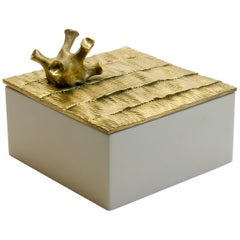 Aldus, "Coral Parchment" Box, Parchment, Gilded Bronze Decoration, Contemporary