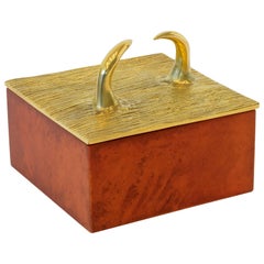 Aldus, "Horns Parchment" Box, Parchment, Gilded Bronze Decoration, Contemporary