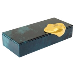 Aldus, "Melt Parchment" Box, Blue Parchment, Bronze Decoration, Contemporary