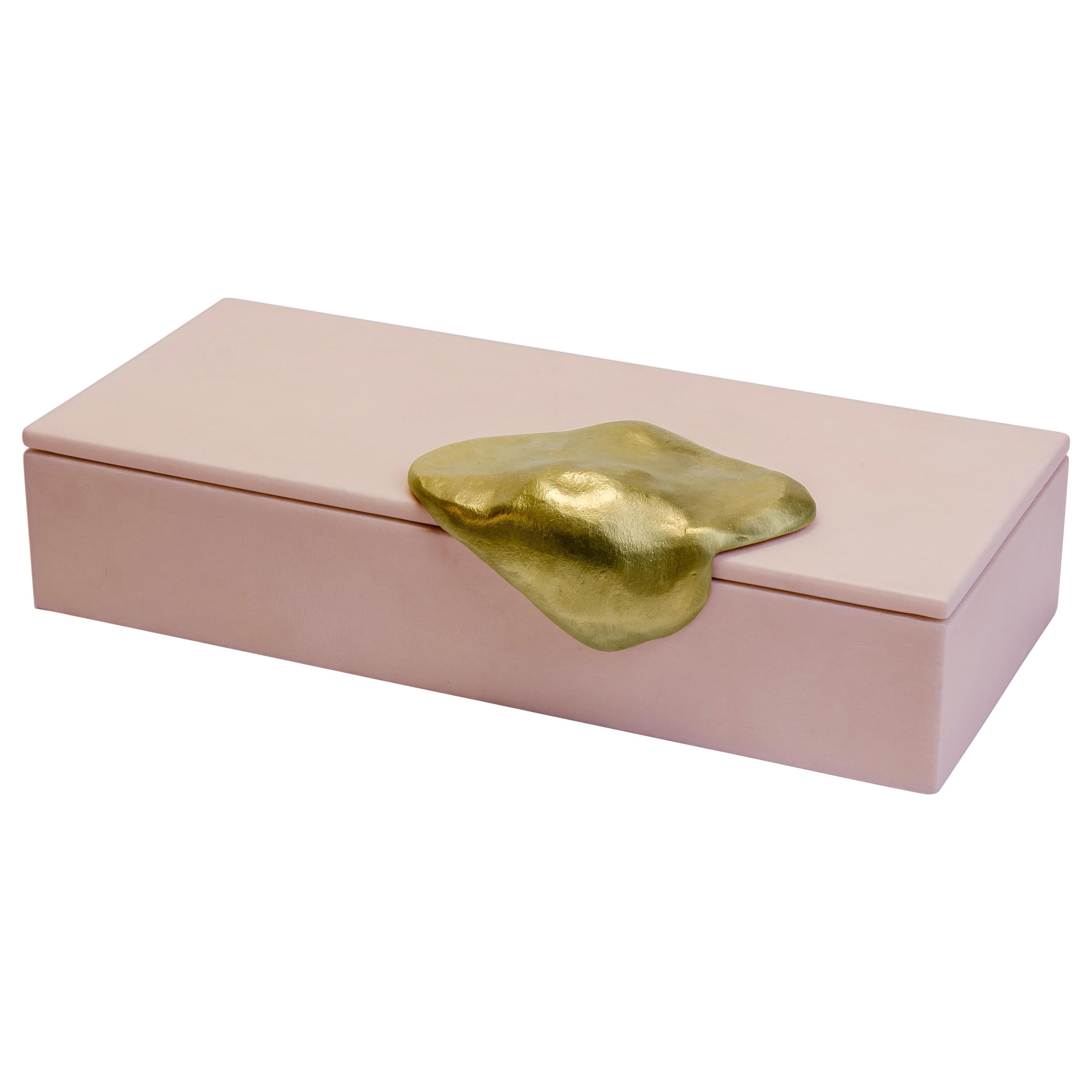 Aldus, "Melt Parchment" Box, Pink Parchment, Bronze Decoration, Contemporary For Sale