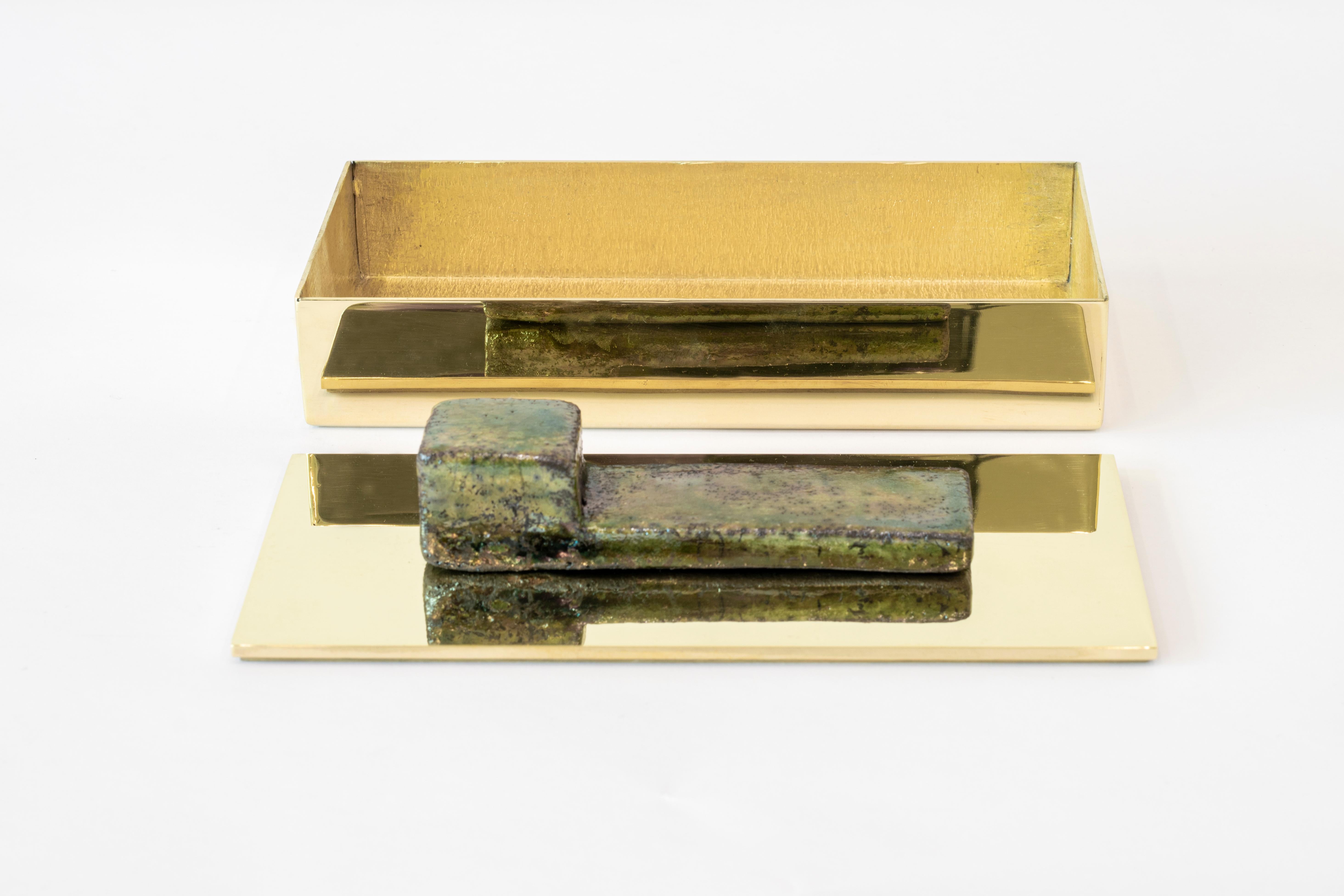 Italian Aldus, Patricius, Brass and Raku Accessory Box, Italy, 2022