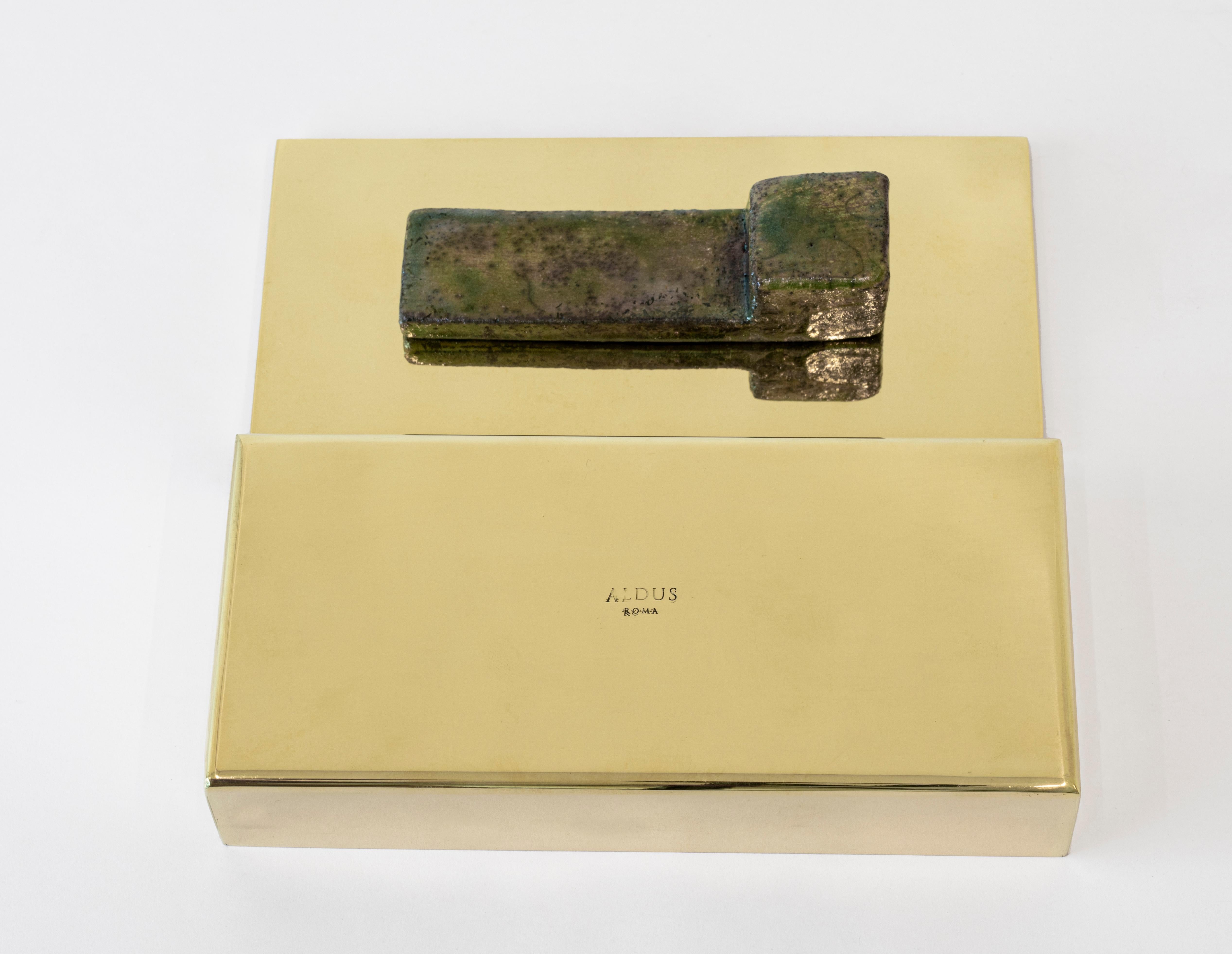 Gilt Aldus, Patricius, Brass and Raku Accessory Box, Italy, 2022