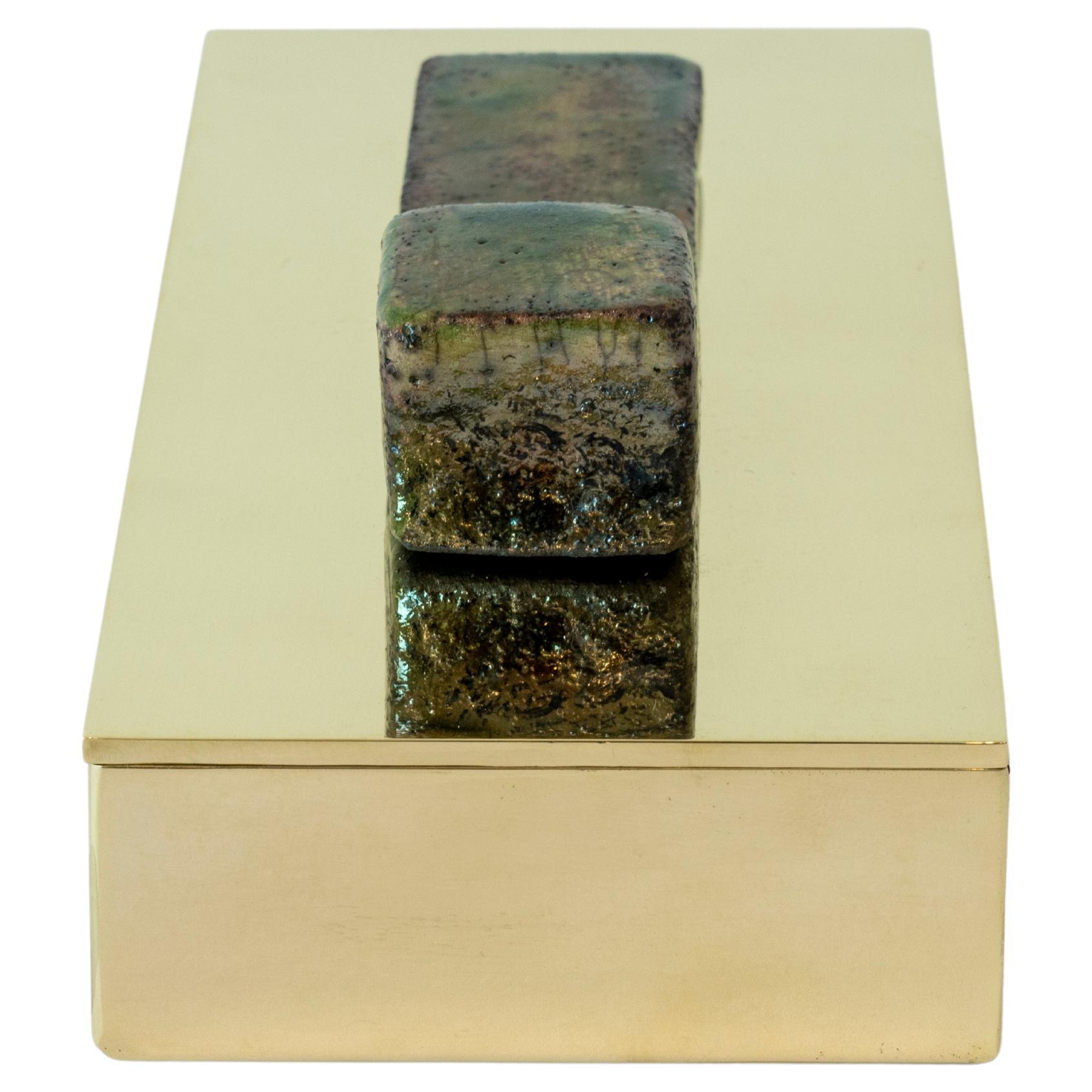 Aldus, Patricius, Brass and Raku Accessory Box, Italy, 2022