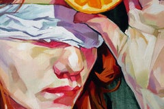 „Perception in Orange“ von Ale Casanova, Original-Ölgemälde, Porträt