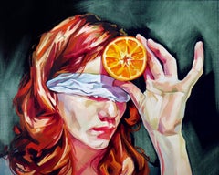 "Percepción en naranja" de Ale Casanova, Pintura al óleo original, Retrato